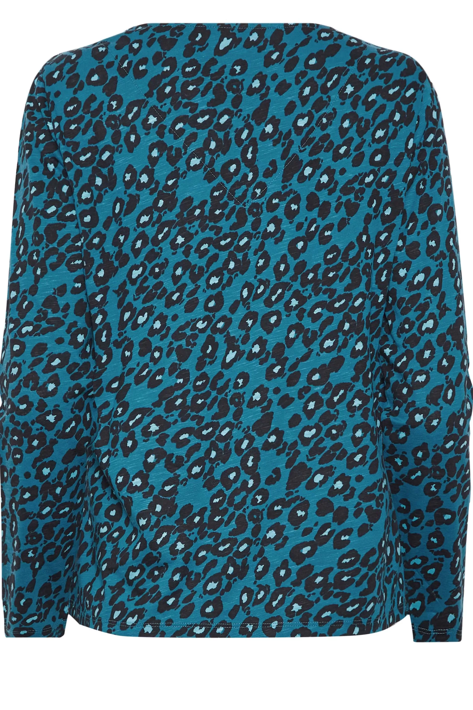 Women M&Co T-Shirts> Womens Blue Animal Print Notch Neck Cotton T-Shirt