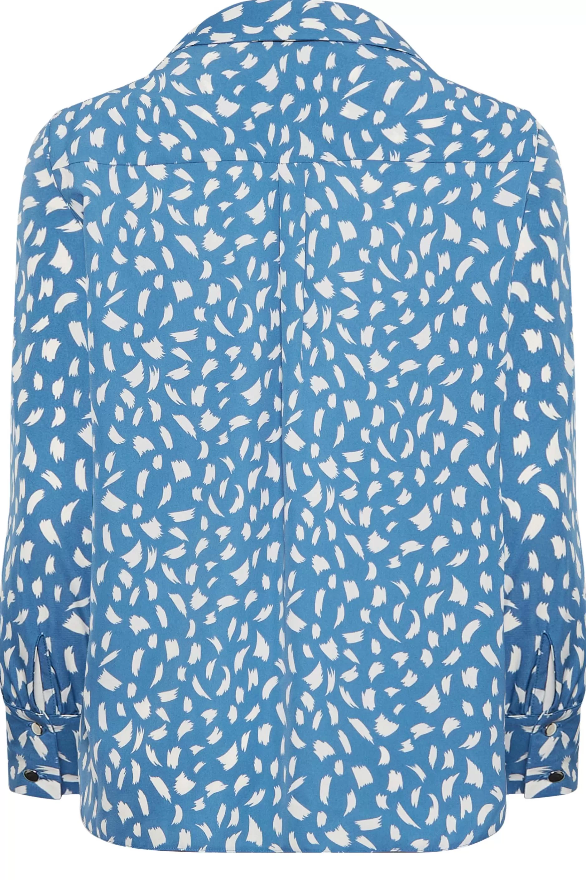 Women M&Co Shirts> Womens Blue Brush Stroke Print Half Placket Shirt