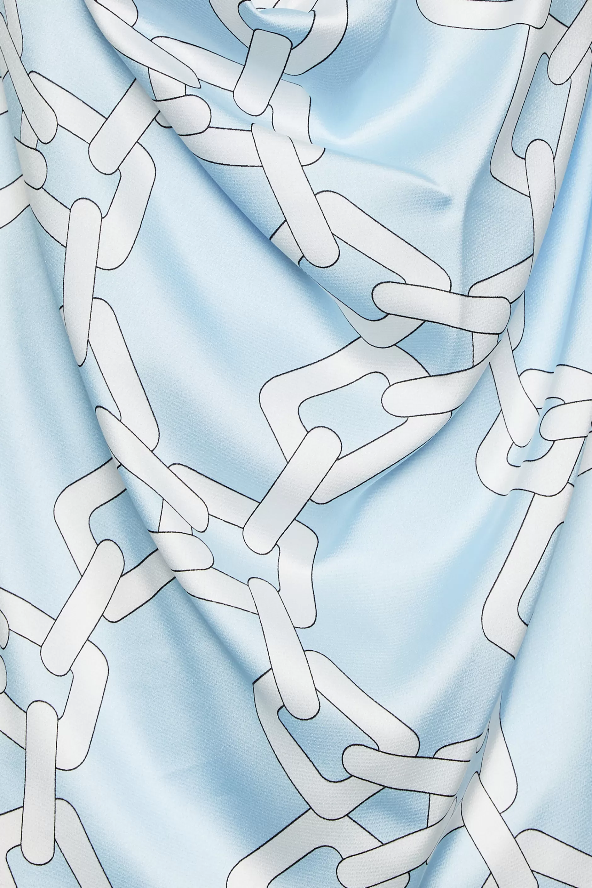 Women M&Co Long Sleeve Tops> Womens Blue Chain Print Cowl Neck Satin Blouse