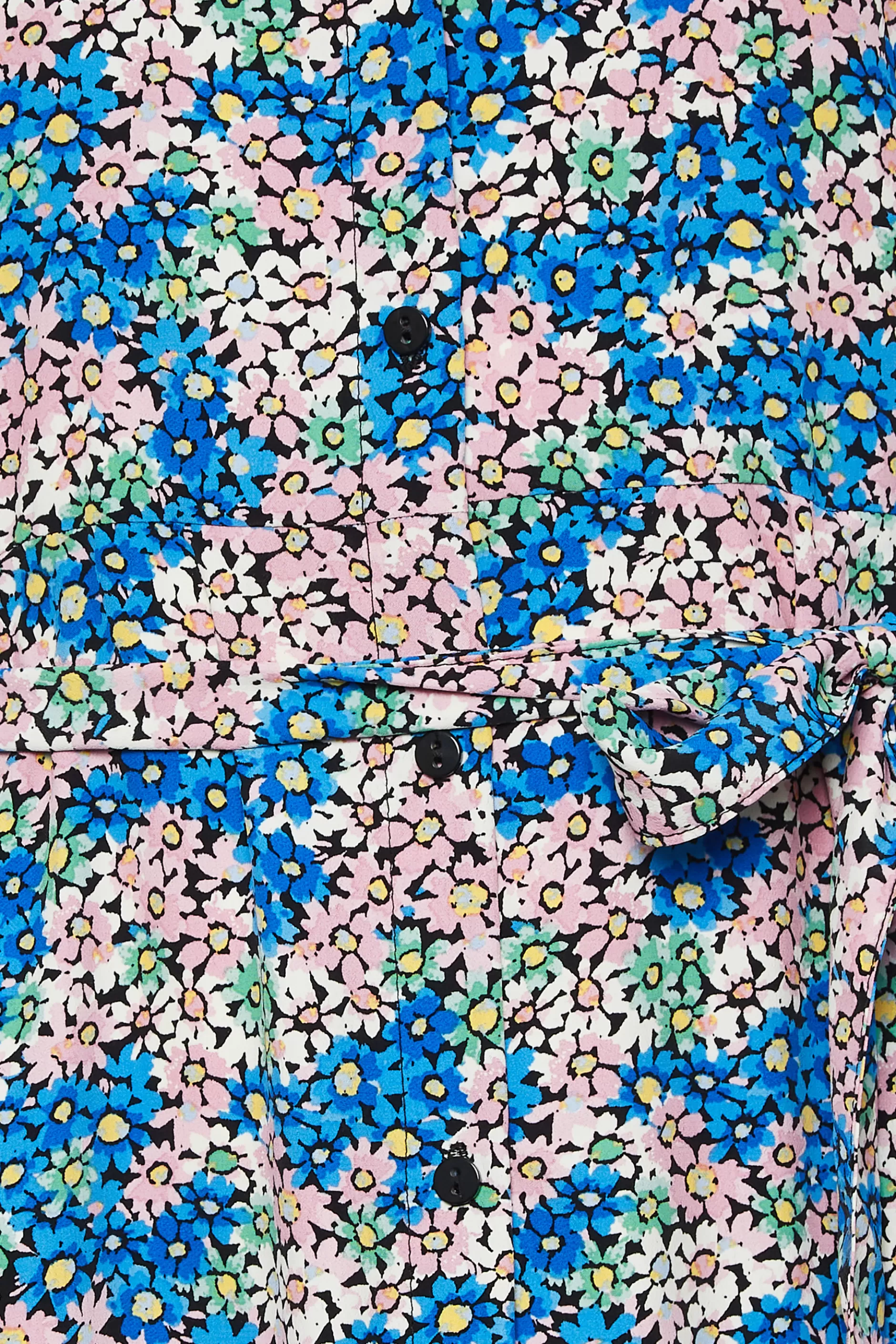 Women M&Co Shirt Dresses> Womens Blue Ditsy Floral Tie Belt Dress