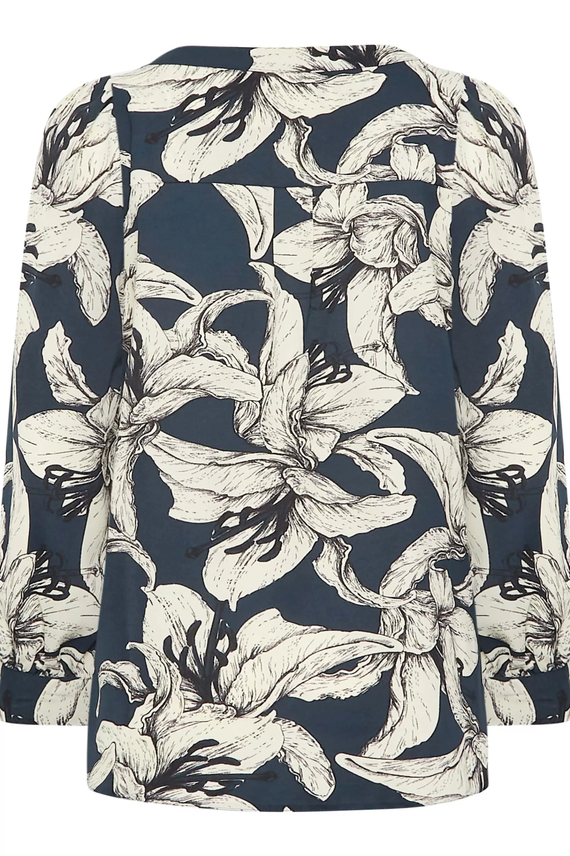 Women M&Co Shirts> Womens Blue Floral Print 3/4 Sleeve Blouse
