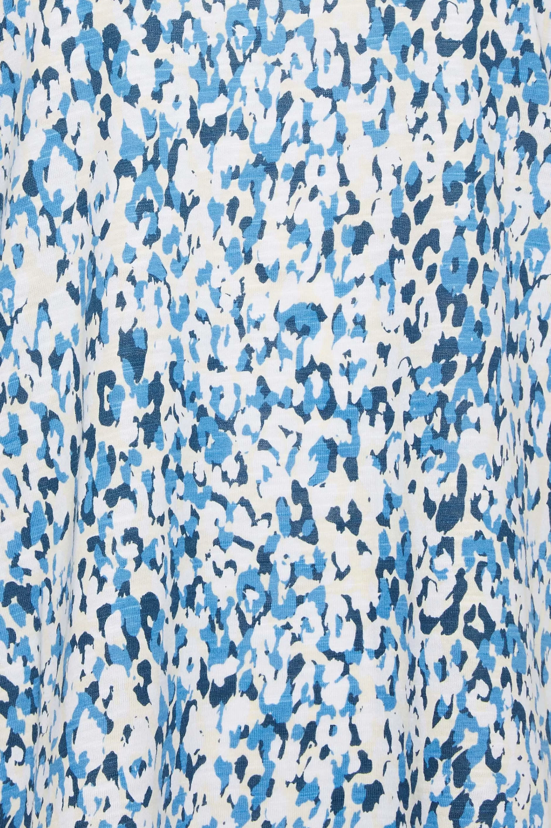 Women M&Co T-Shirts> Womens Blue Leopard Print Short Sleeve Cotton Blend Top