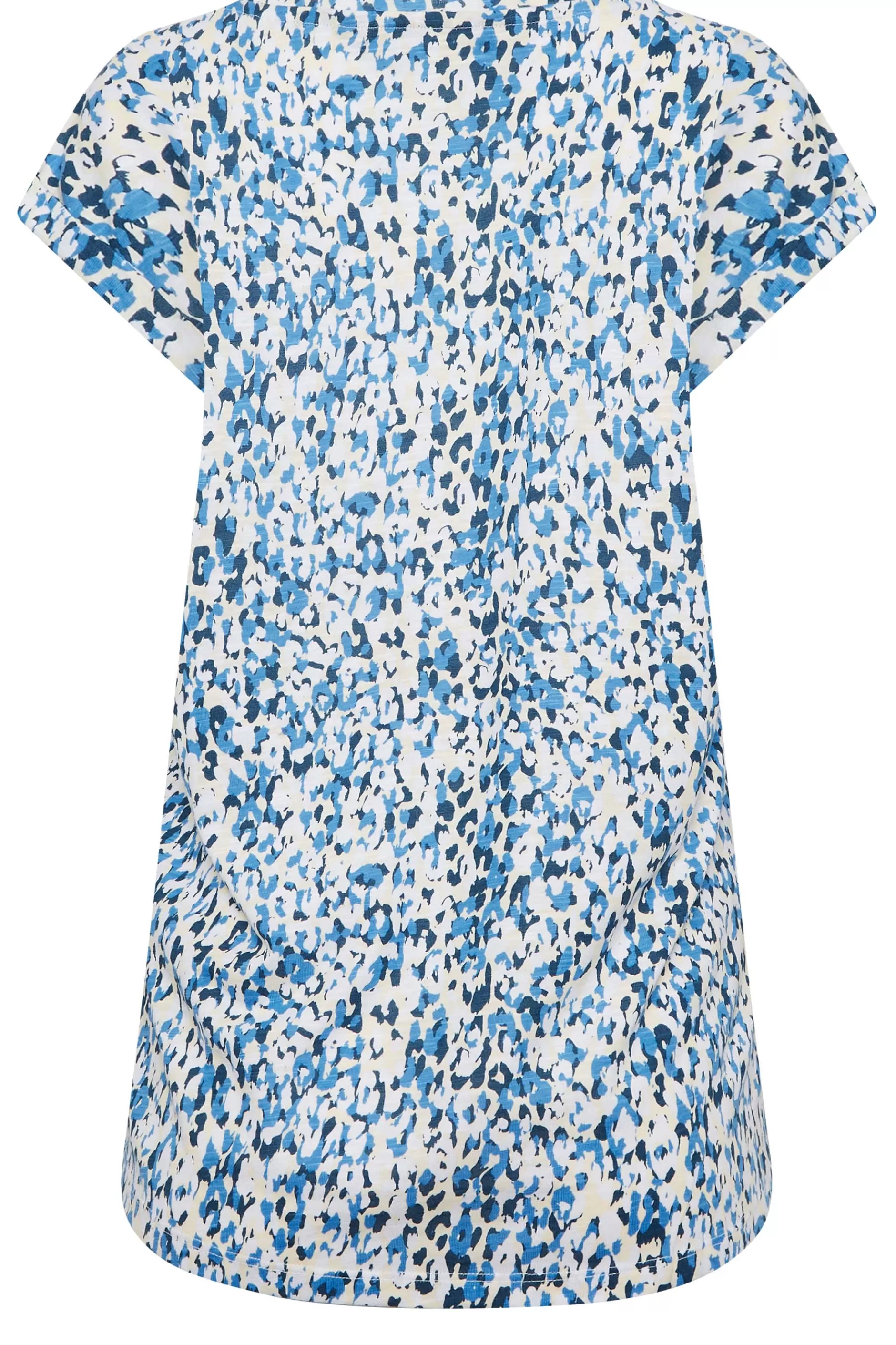 Women M&Co T-Shirts> Womens Blue Leopard Print Short Sleeve Cotton Blend Top