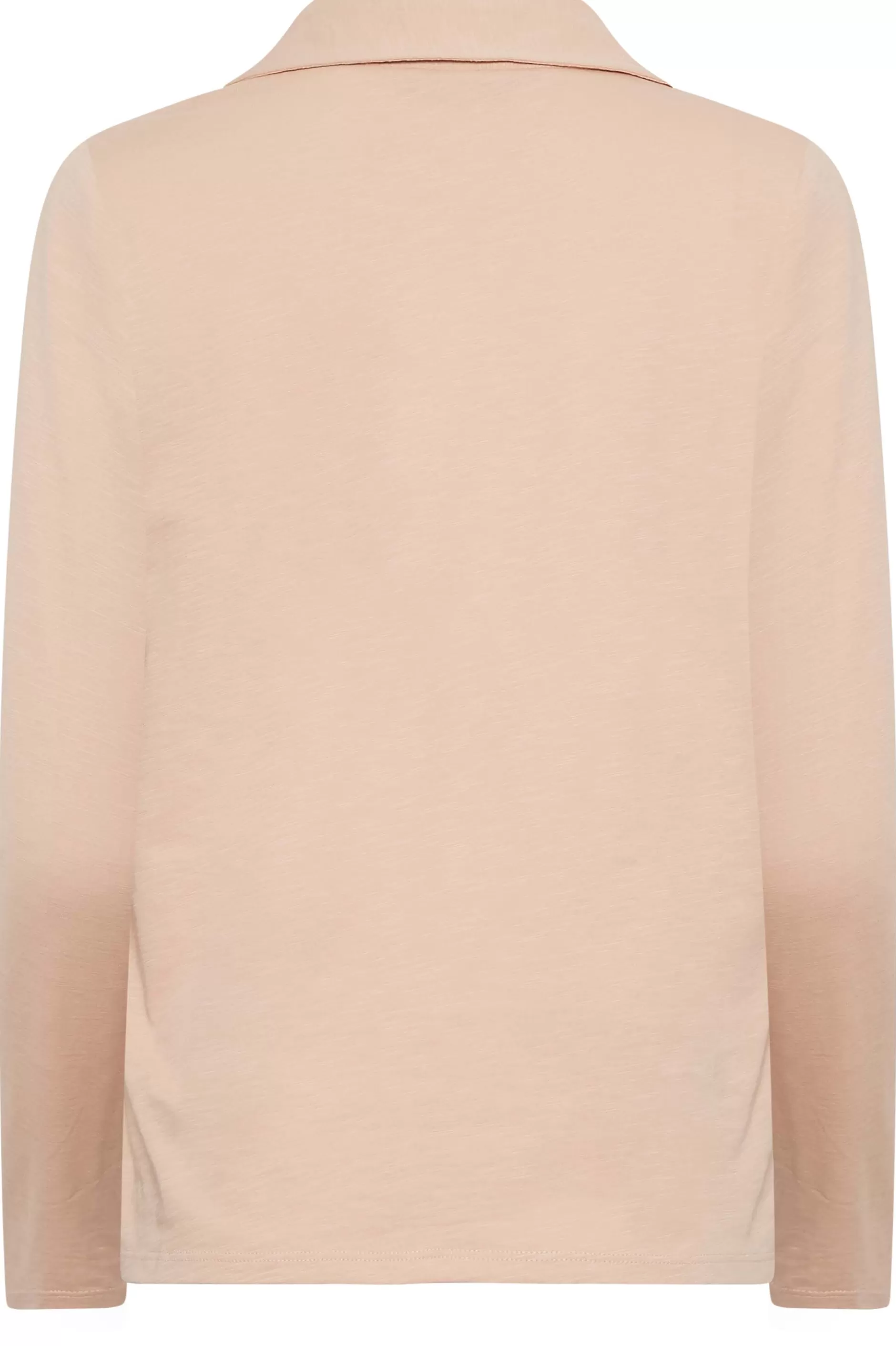 Women M&Co T-Shirts> Womens Blush Pink Collared Long Sleeve Cotton Top