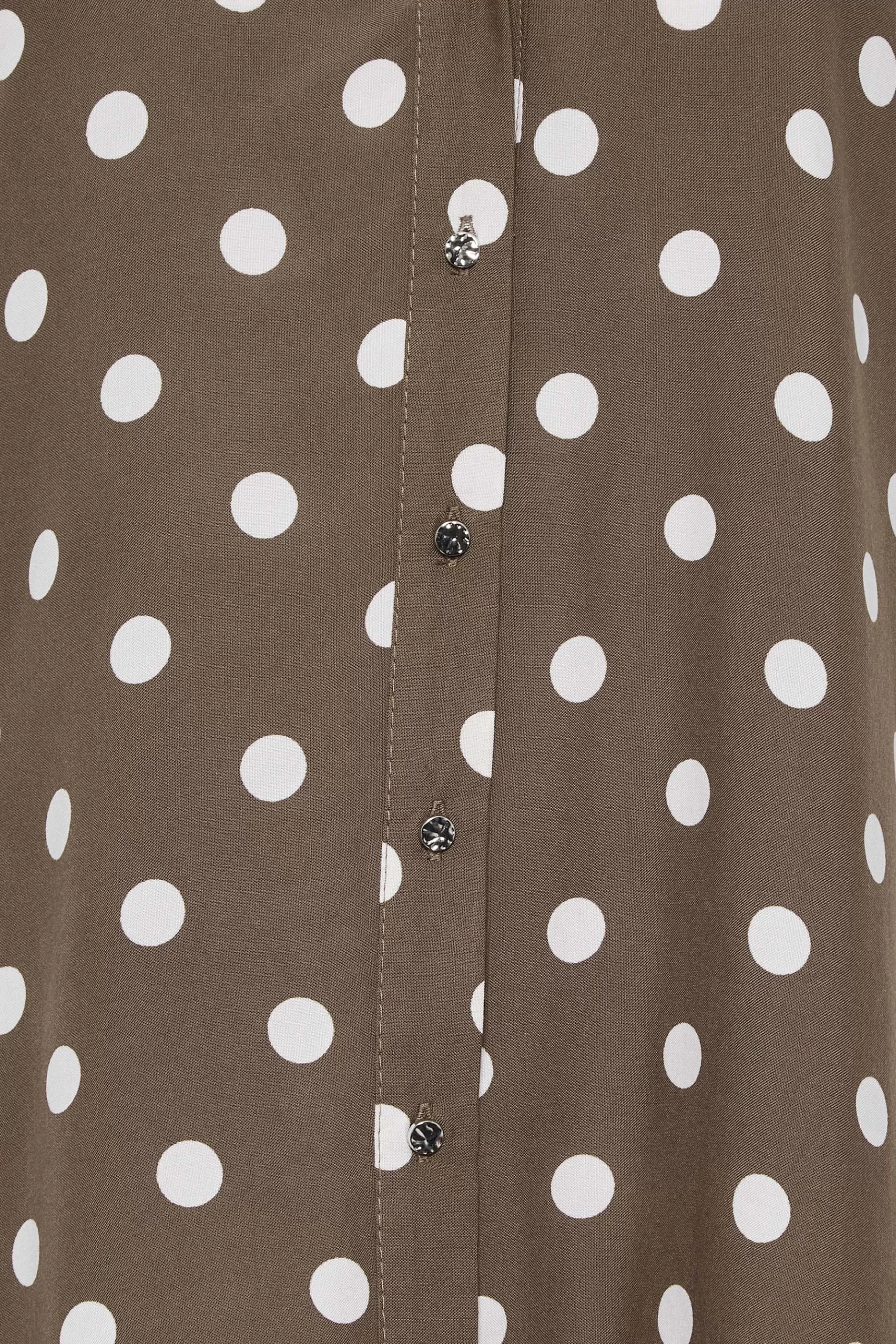 Women M&Co Short Sleeve Tops> Womens Brown Polka Dot Blouse