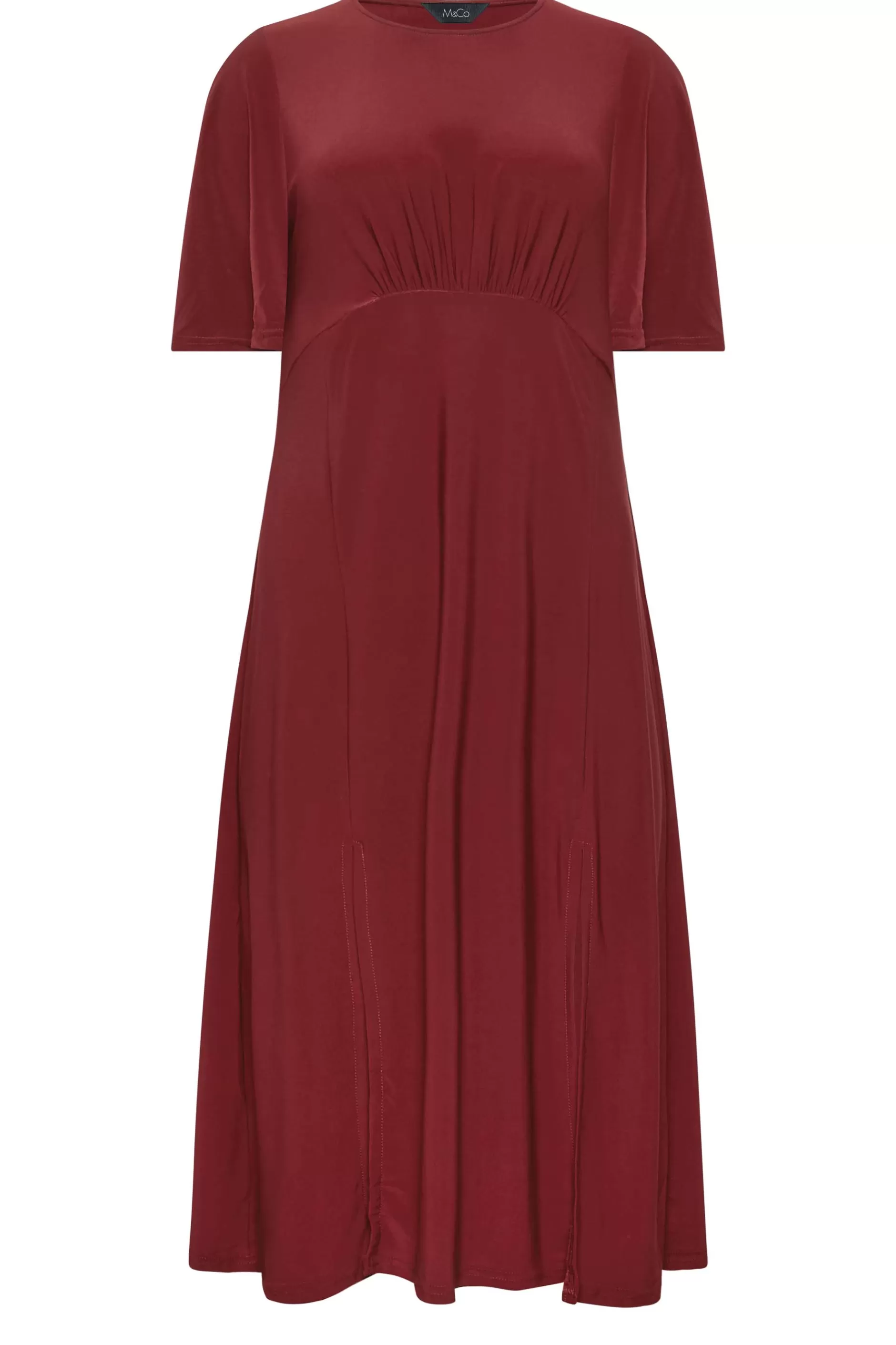 Women M&Co Wedding Guest Dresses> Womens Burgundy Red Angel Sleeve Split Hem Midi Dress