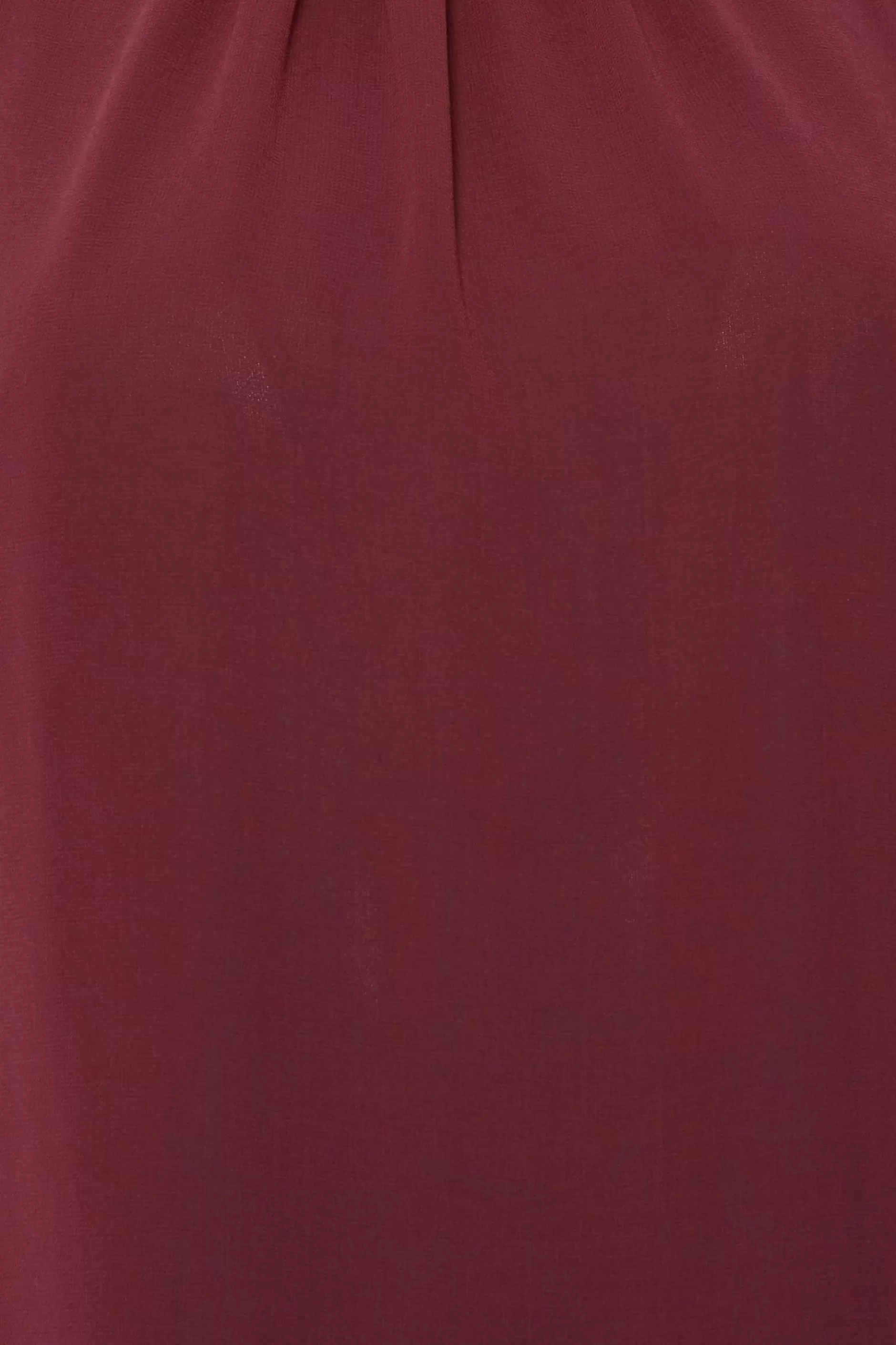 Women M&Co Short Sleeve Tops> Womens Burgundy Red High Neck Frill Sleeve Blouse