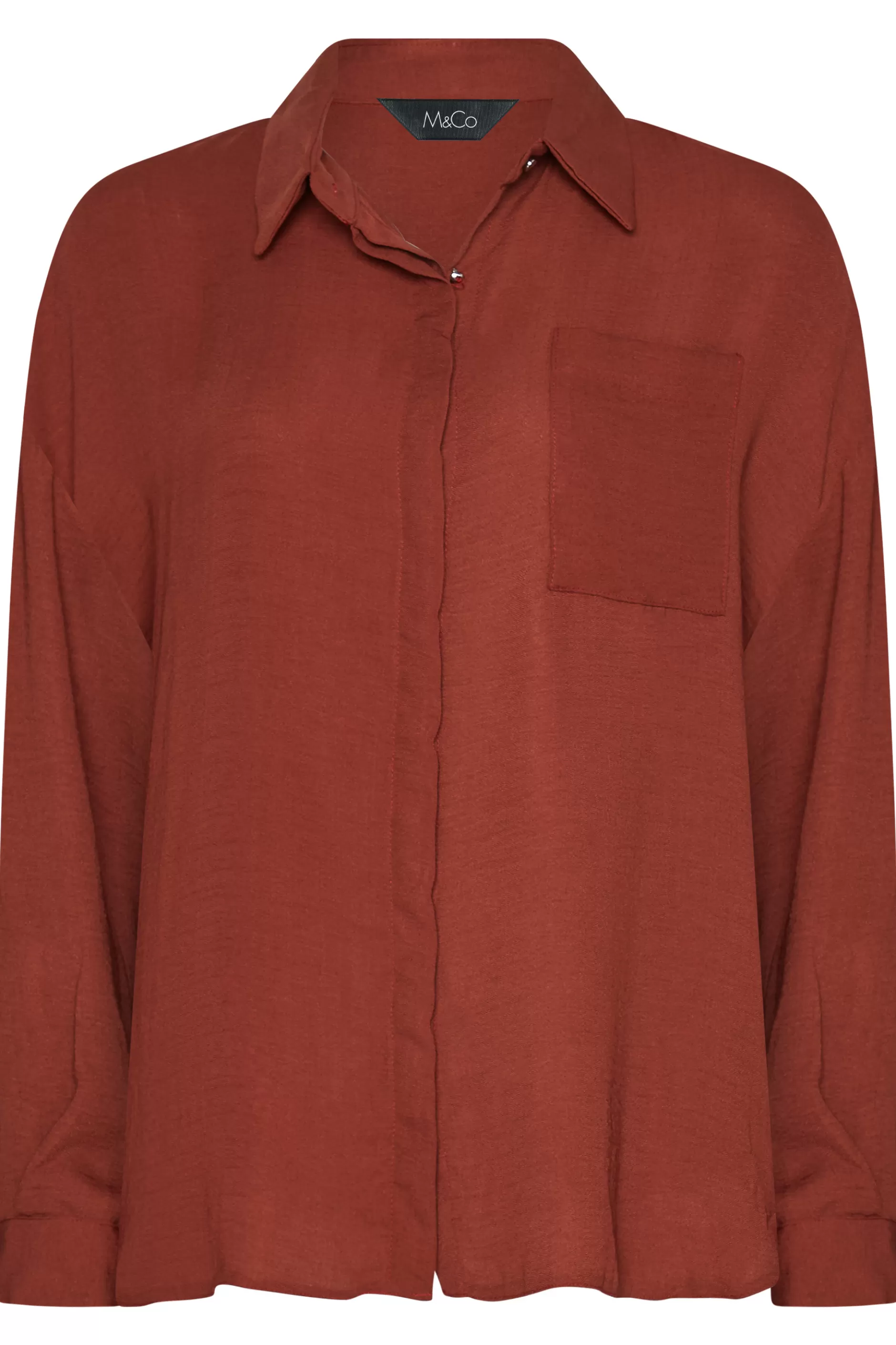 Women M&Co Shirts> Womens Burnt Orange Button Through Pocket Shirt
