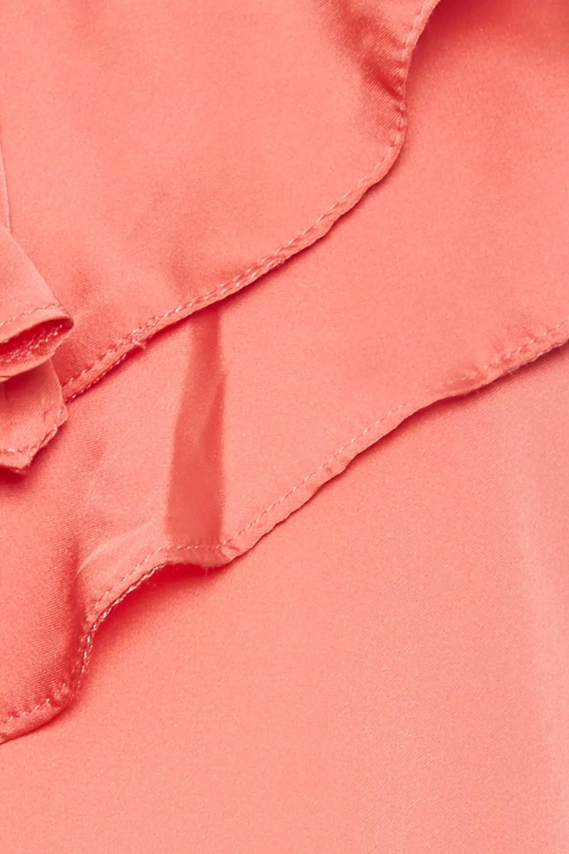 Women M&Co Short Sleeve Tops> Womens Coral Pink Frill Front Blouse