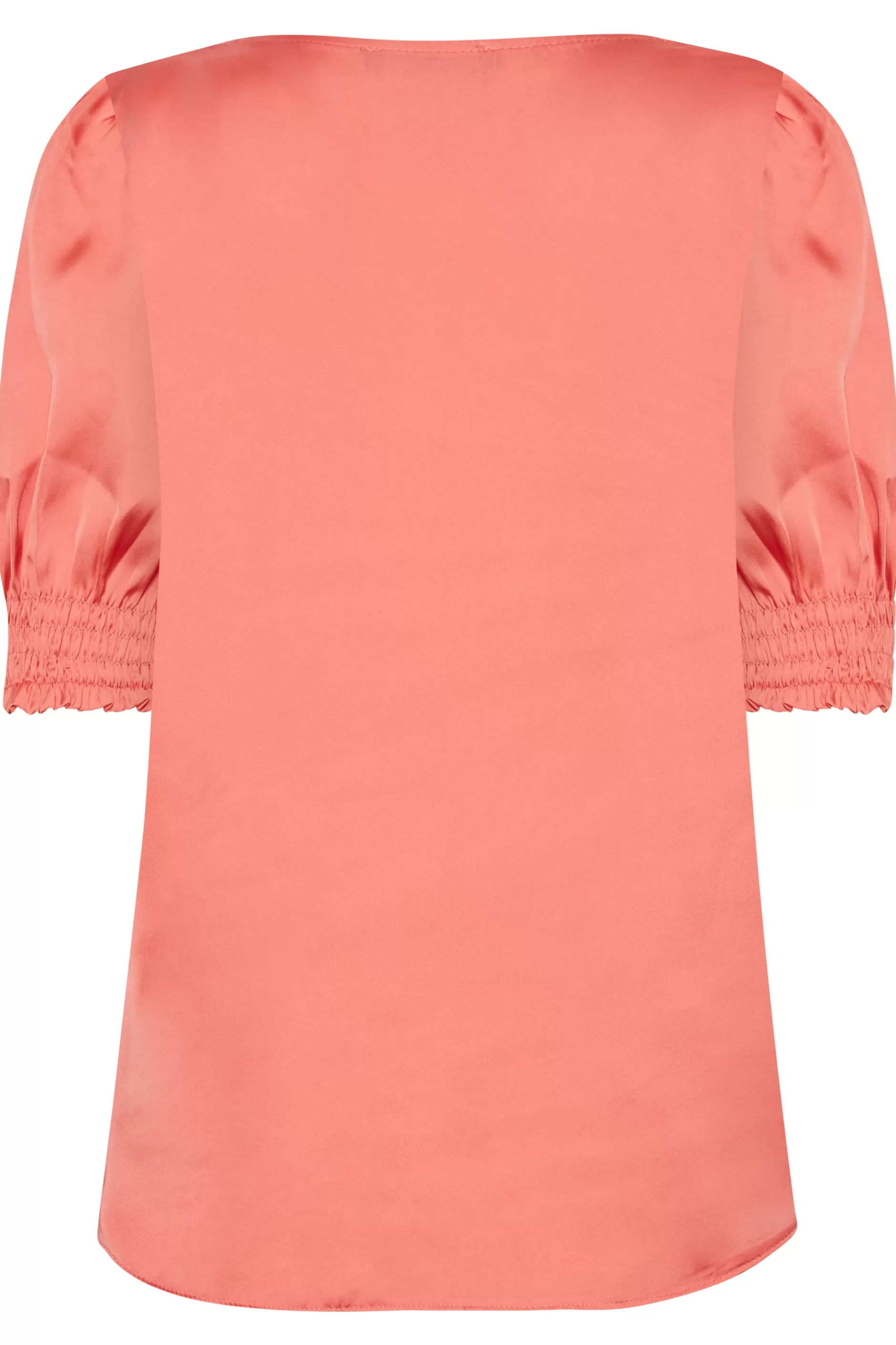 Women M&Co Short Sleeve Tops> Womens Coral Pink Frill Front Blouse