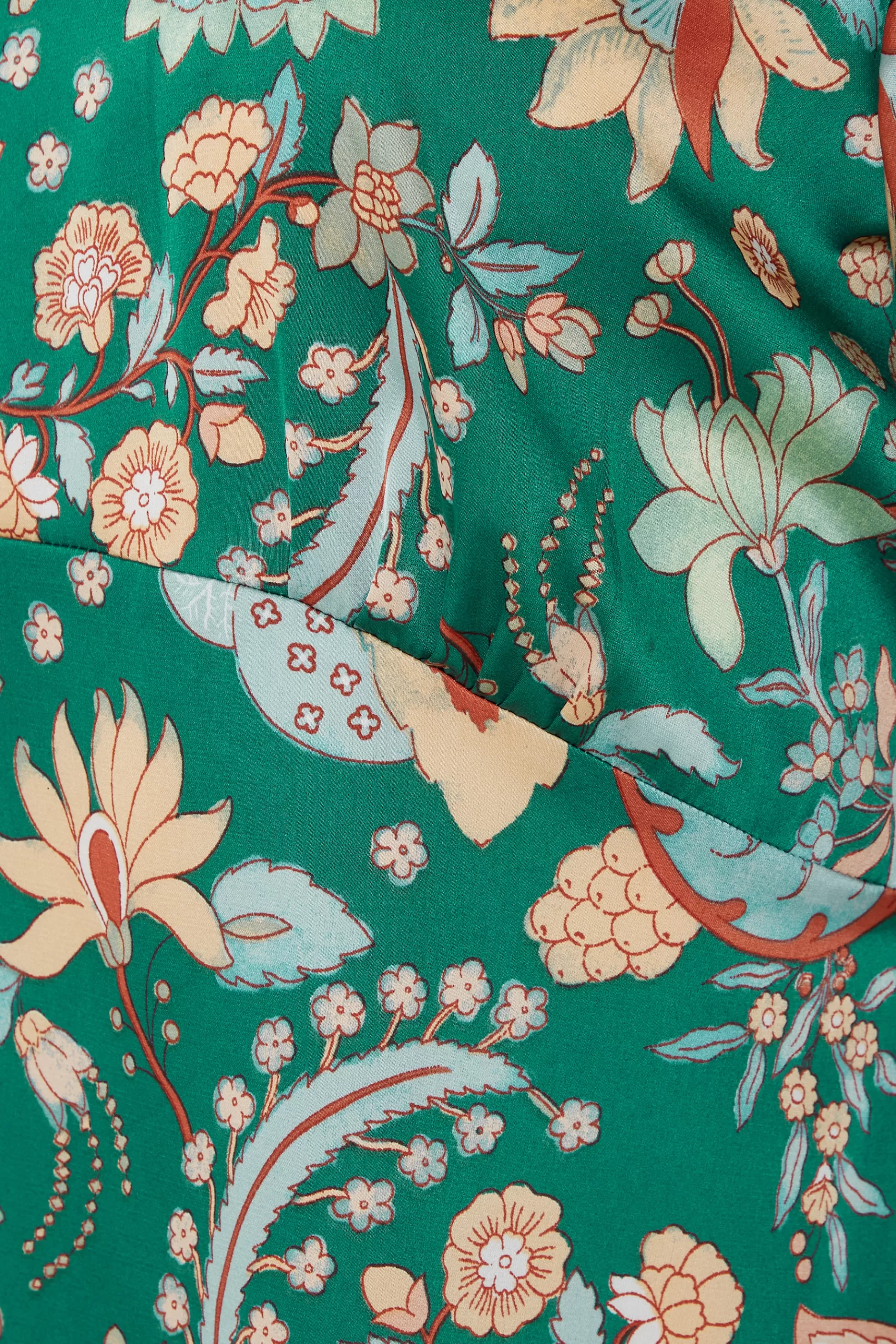 Women M&Co Short Sleeve Tops> Womens Dark Green Floral Tie Back Blouse