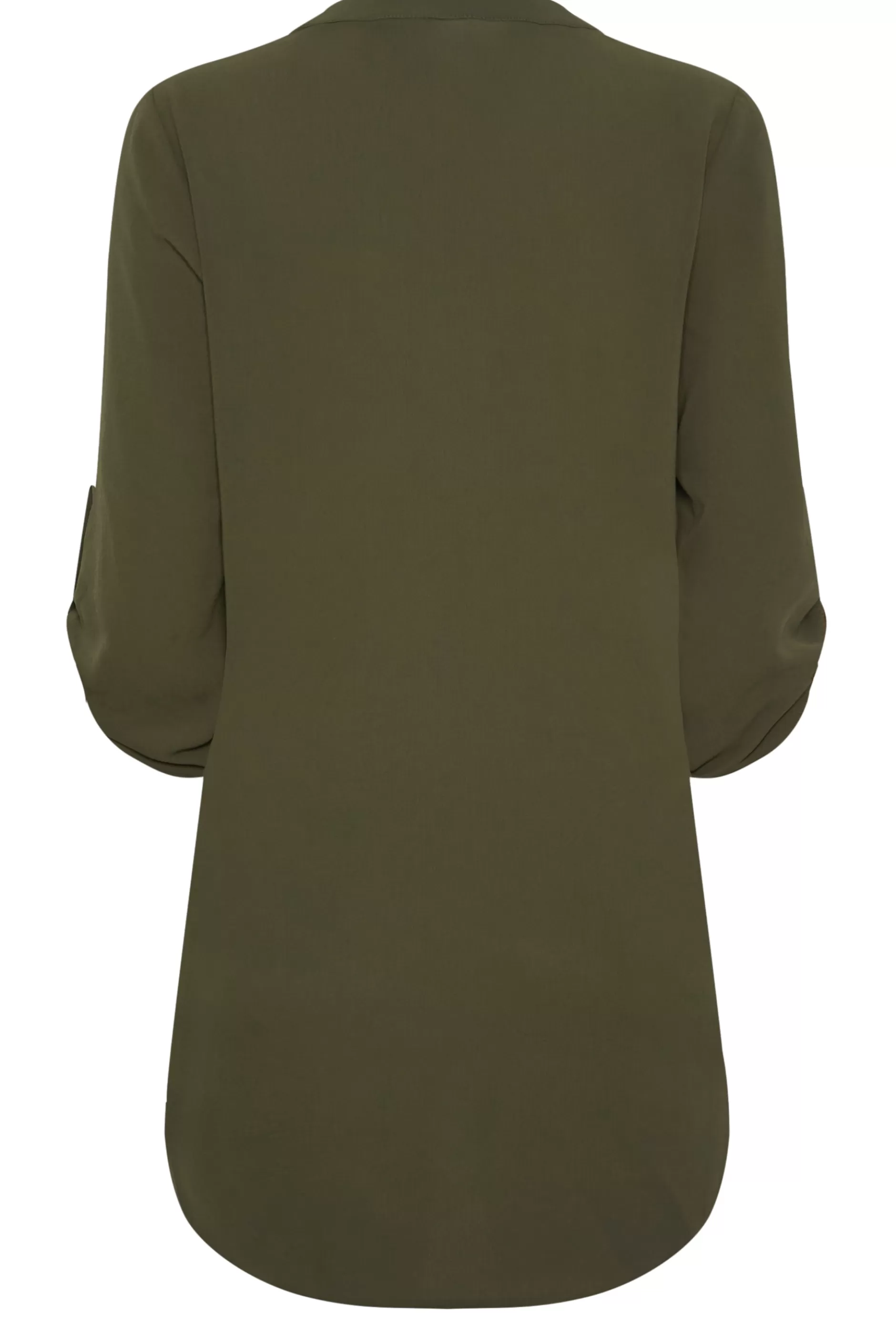 Women M&Co Shirts> Womens Dark Green Statement Button Tab Sleeve Shirt