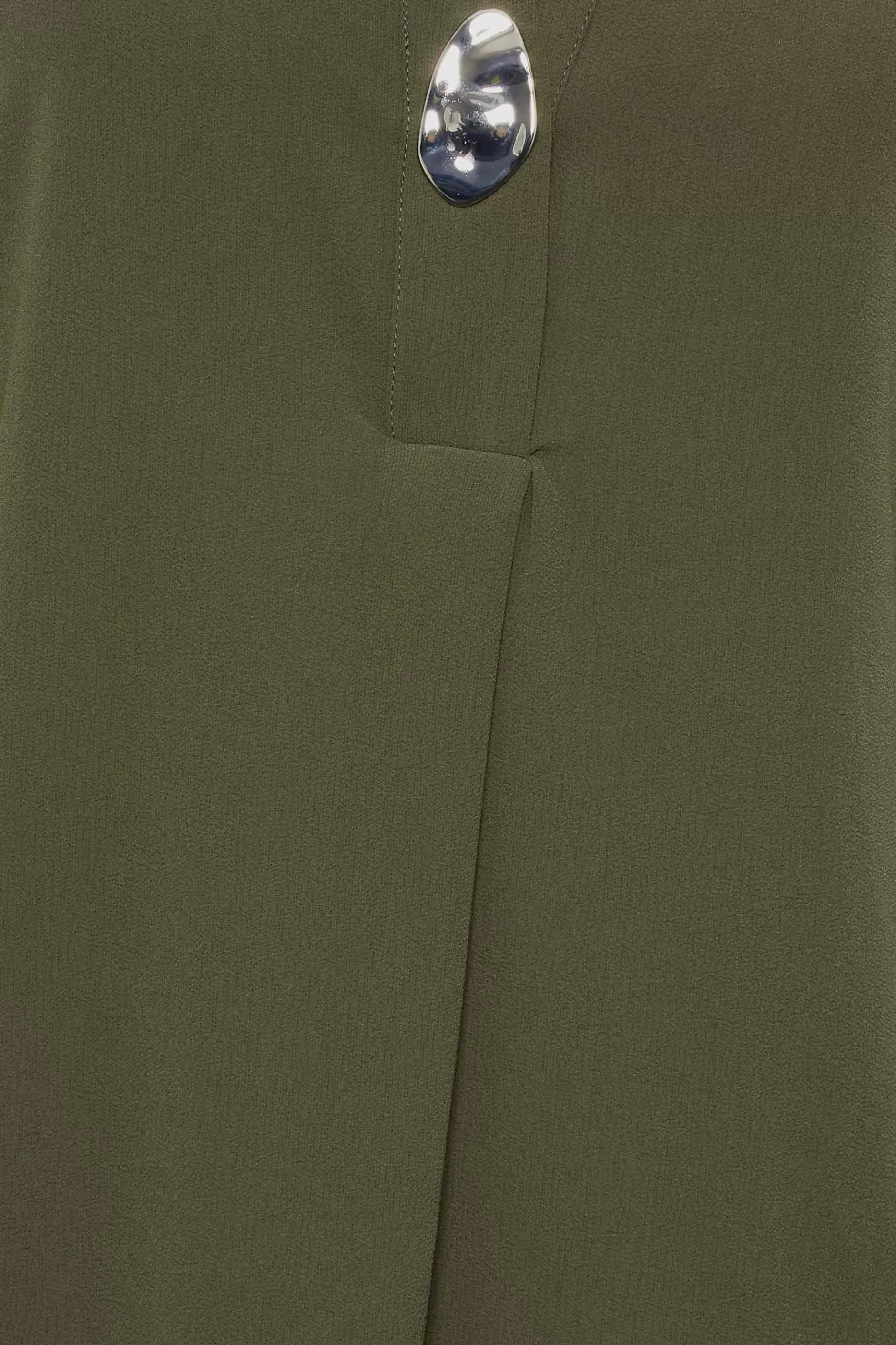Women M&Co Shirts> Womens Dark Green Statement Button Tab Sleeve Shirt