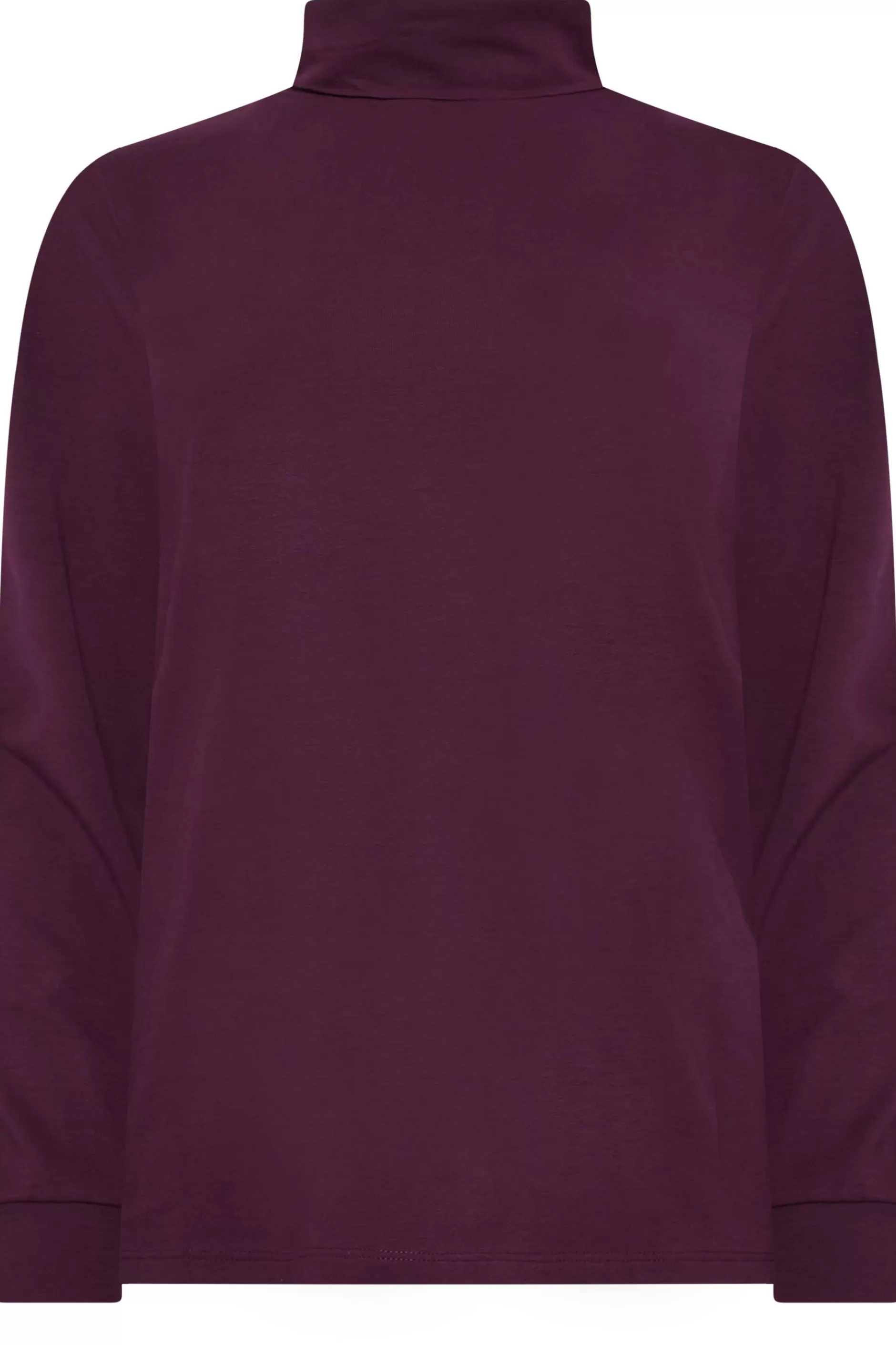 Women M&Co T-Shirts> Womens Dark Purple Turtle Neck Long Sleeve Cotton Blend Top
