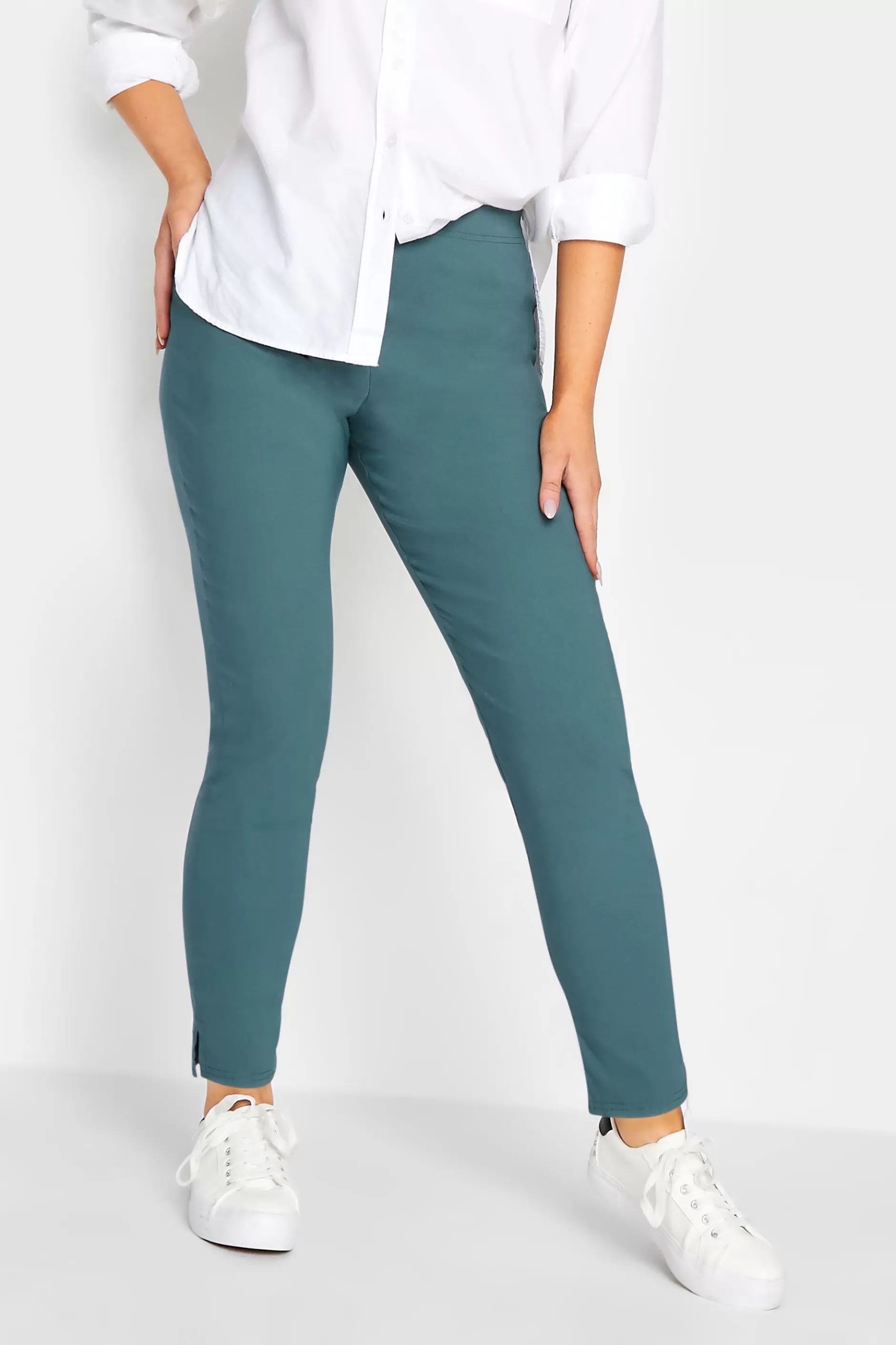 Women M&Co Trousers> Womens Denim Blue Stretch Bengaline Trousers