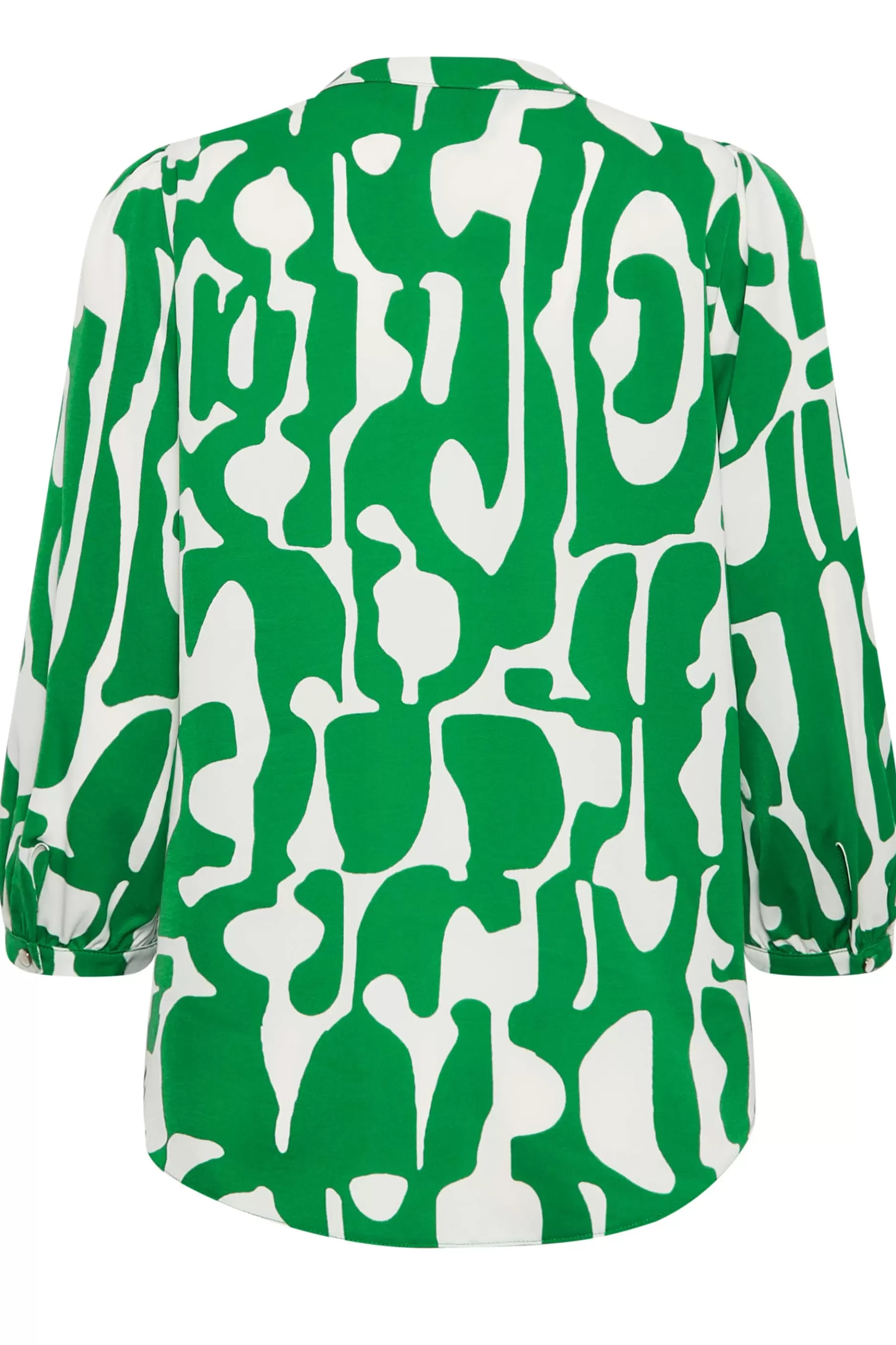 Women M&Co Blouses> Womens Green & White Abstract Print 3/4 Sleeve Blouse