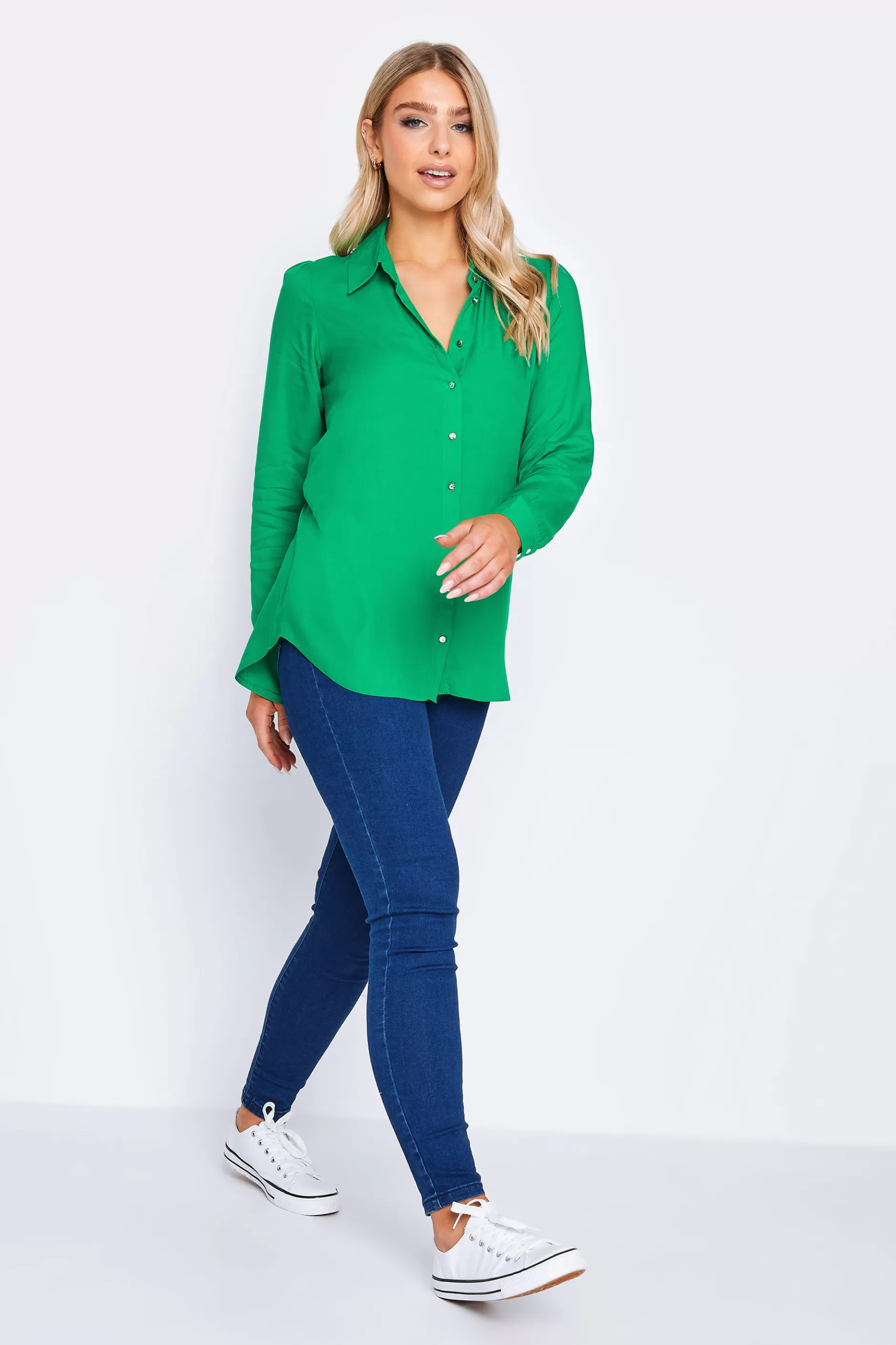 Women M&Co Shirts> Womens Green Button Through Tunic Shirt