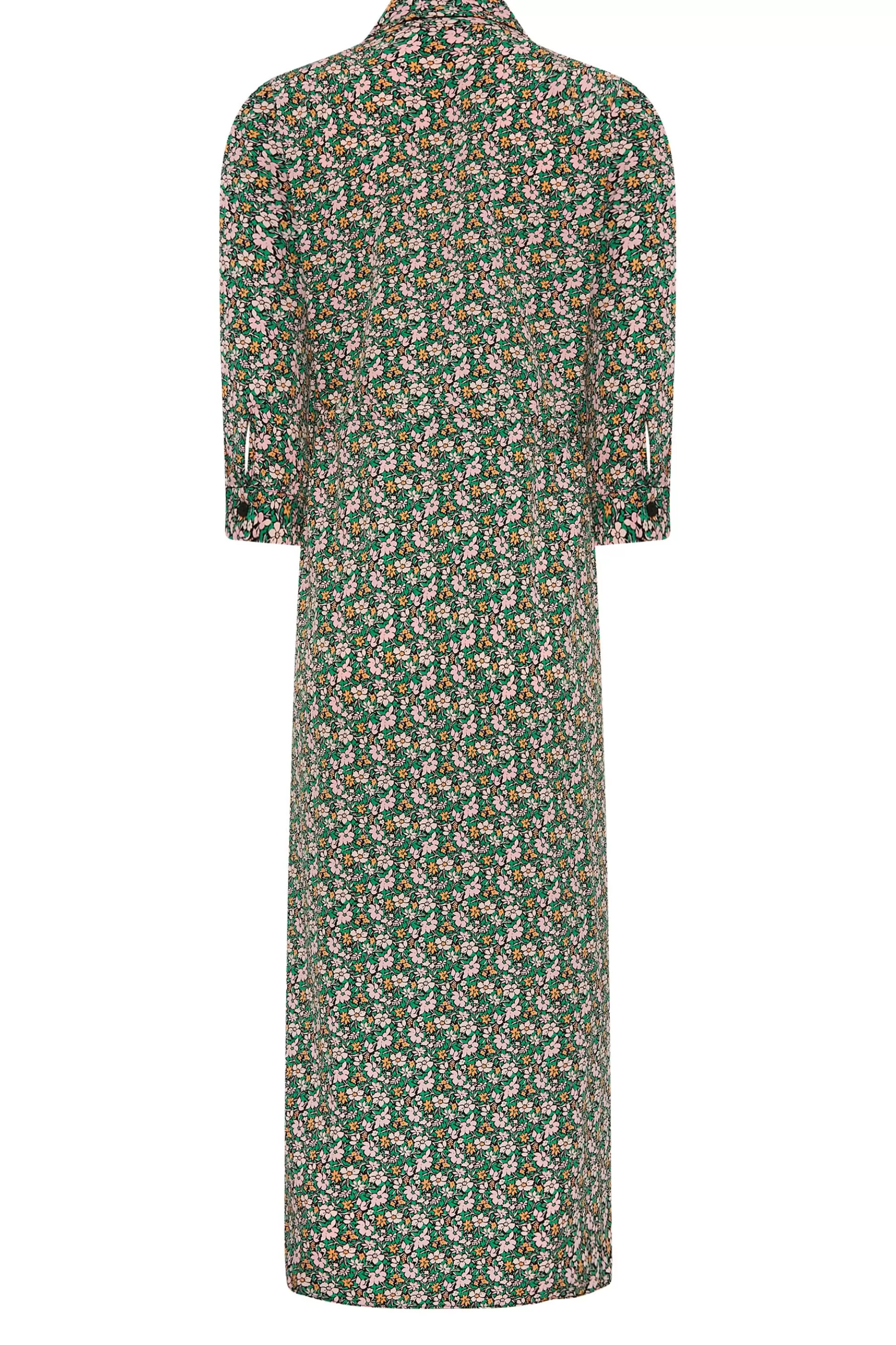Women M&Co Shirt Dresses> Womens Green Floral Print Midi Shirt Dress
