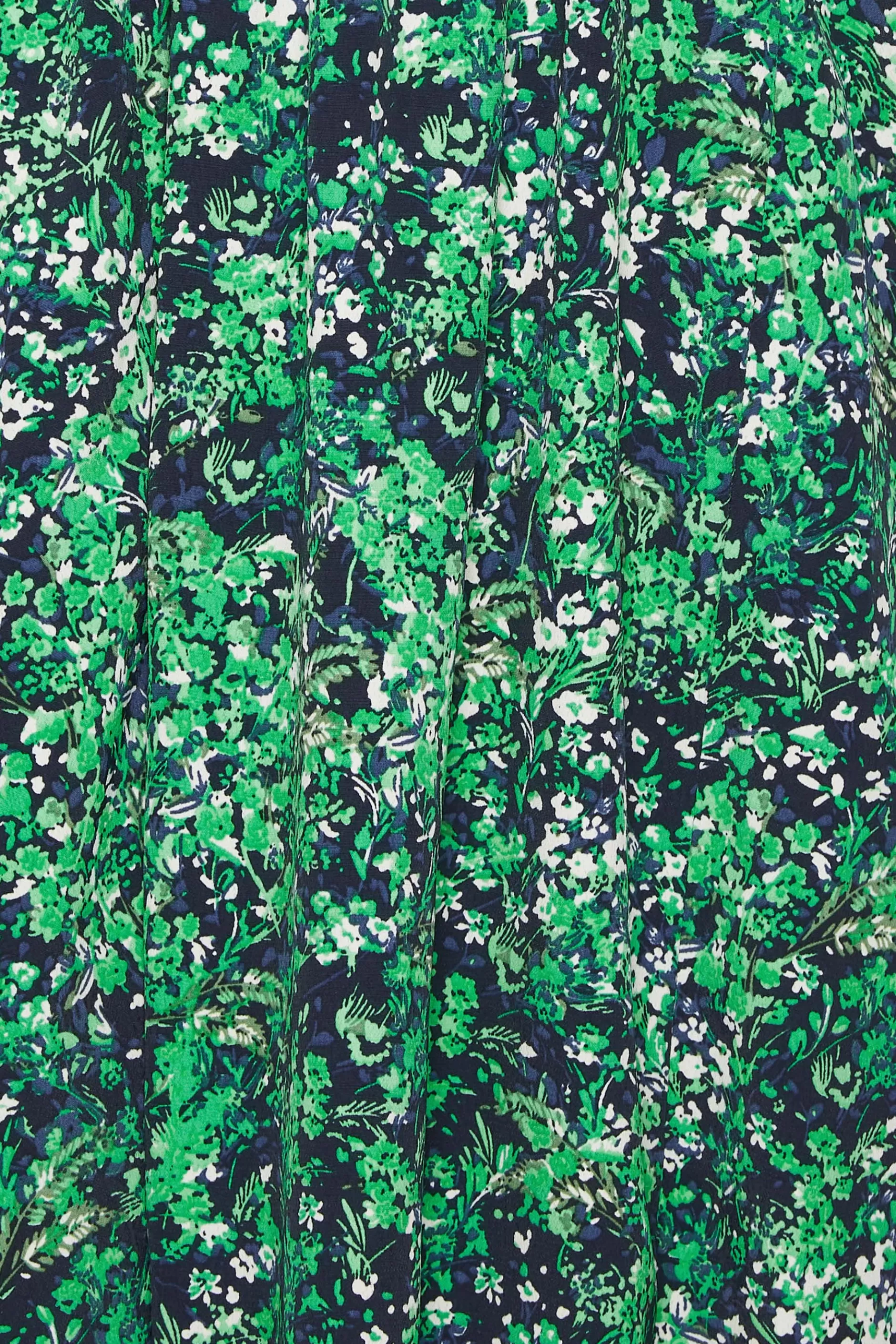 Women M&Co Midi Dresses> Womens Green Floral Print Shirred Waist Midi Dress