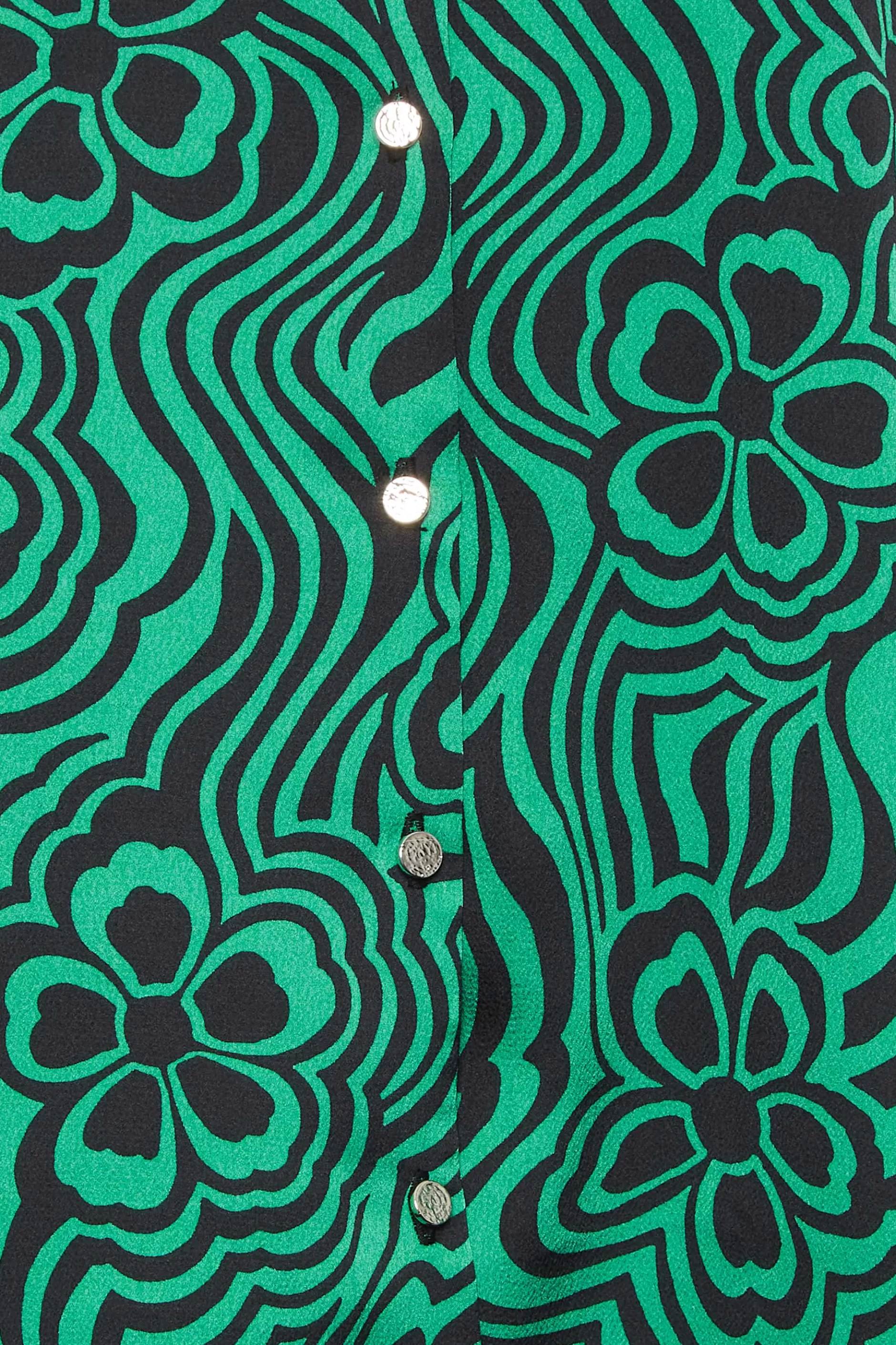 Women M&Co Short Sleeve Tops> Womens Green Floral Swirl Print Frill Sleeve Blouse
