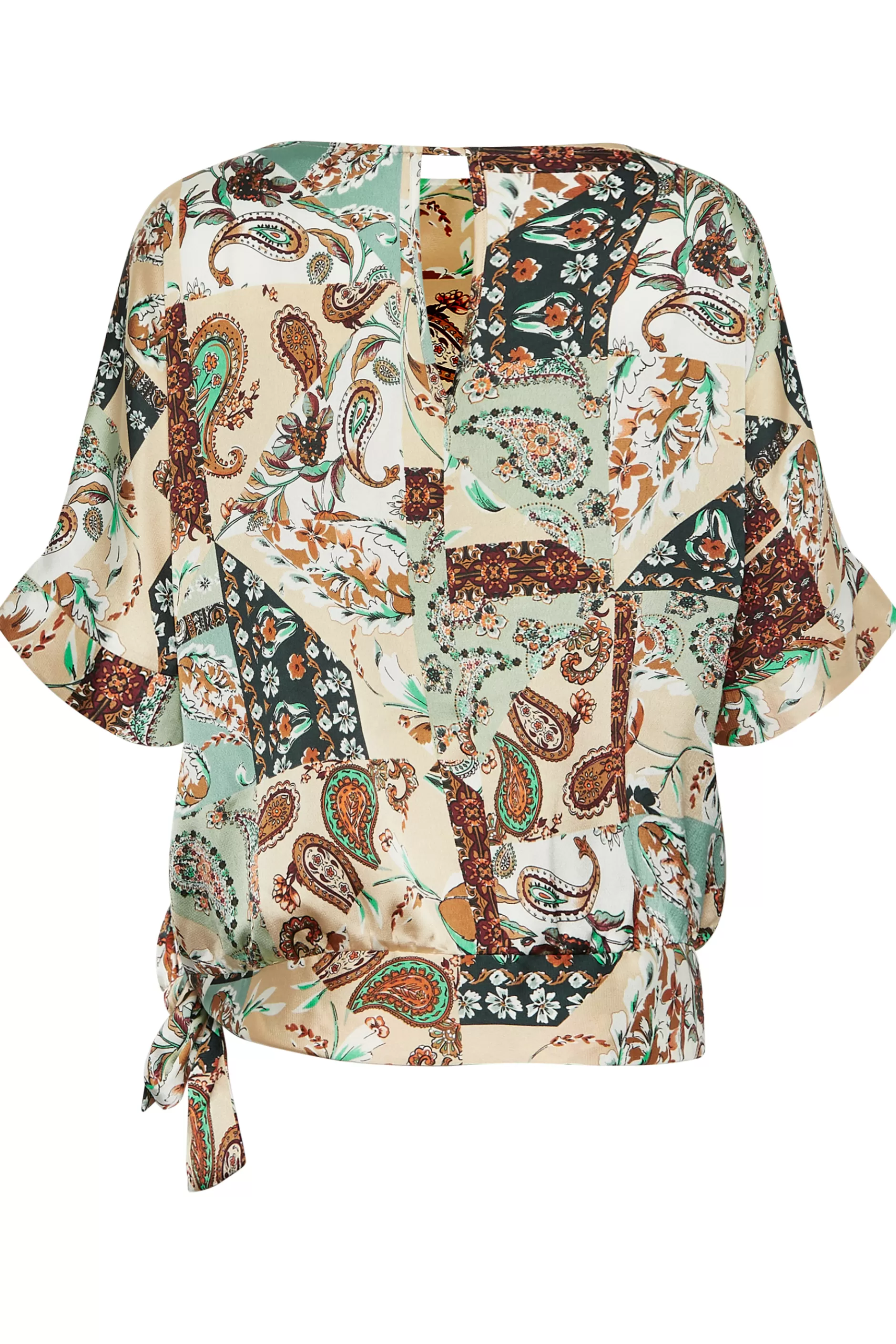 Women M&Co Short Sleeve Tops> Womens Green Paisley Print Short Sleeve Blouse