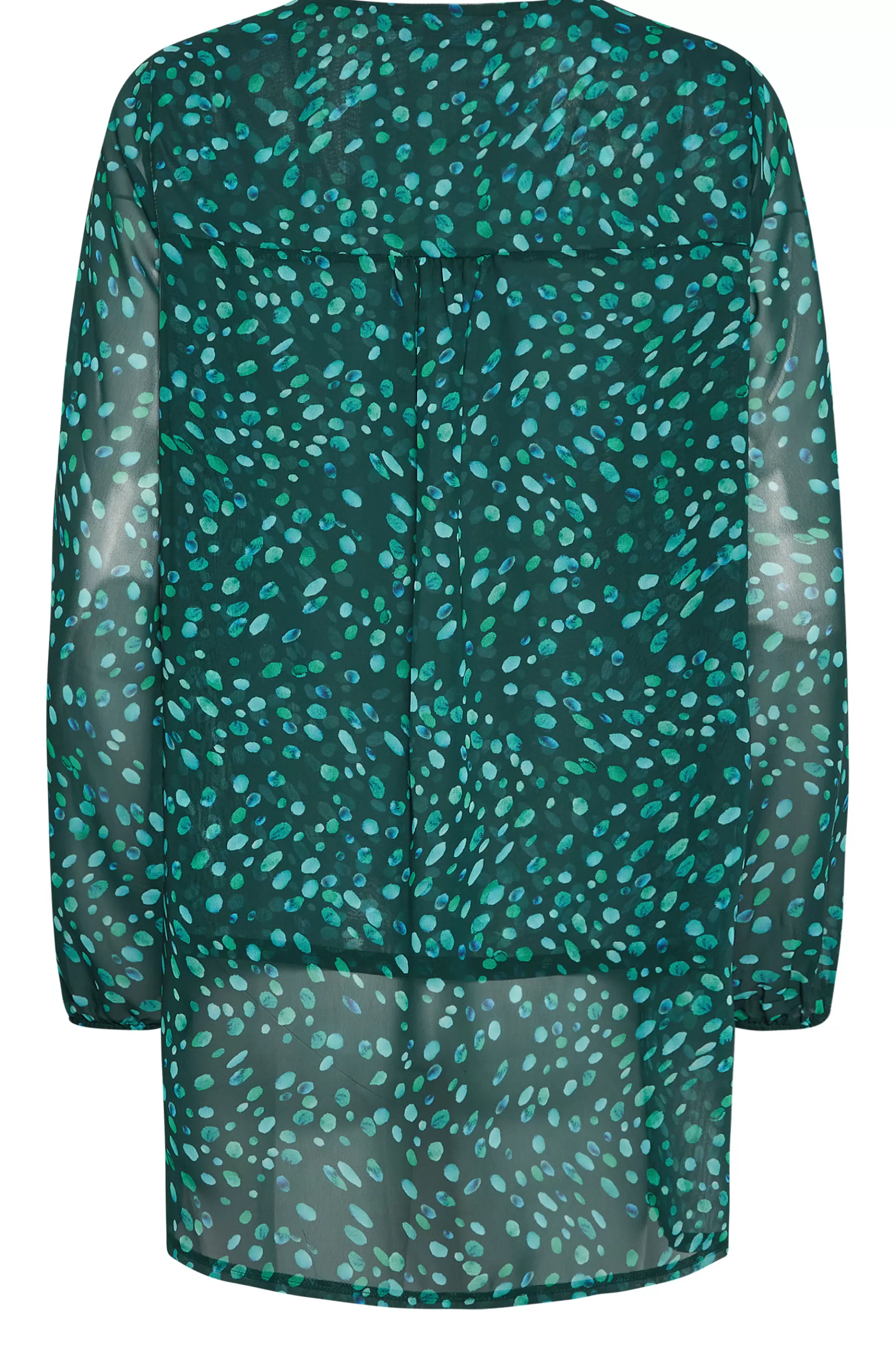 Women M&Co Long Sleeve Tops> Womens Green Spot Print Wrap Blouse