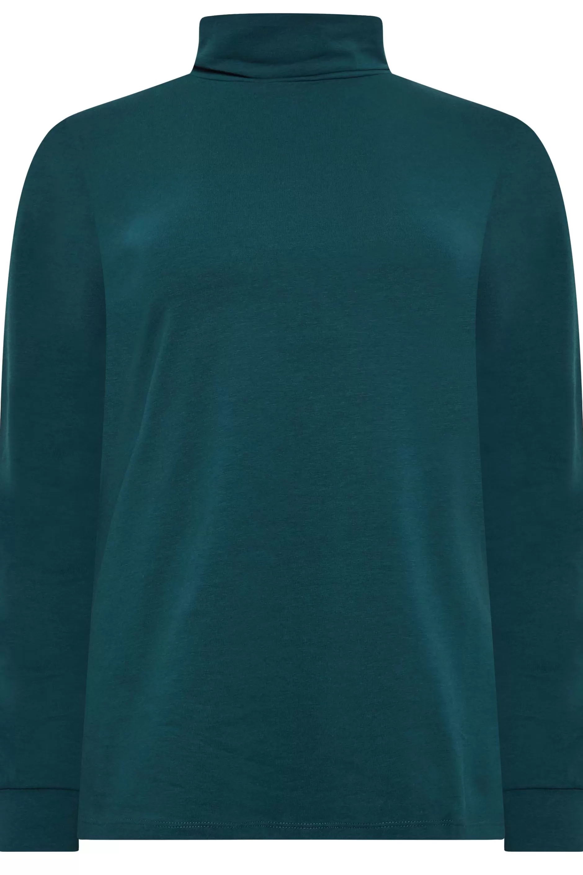 Women M&Co T-Shirts> Womens Green Turtle Neck Long Sleeve Cotton Blend Top
