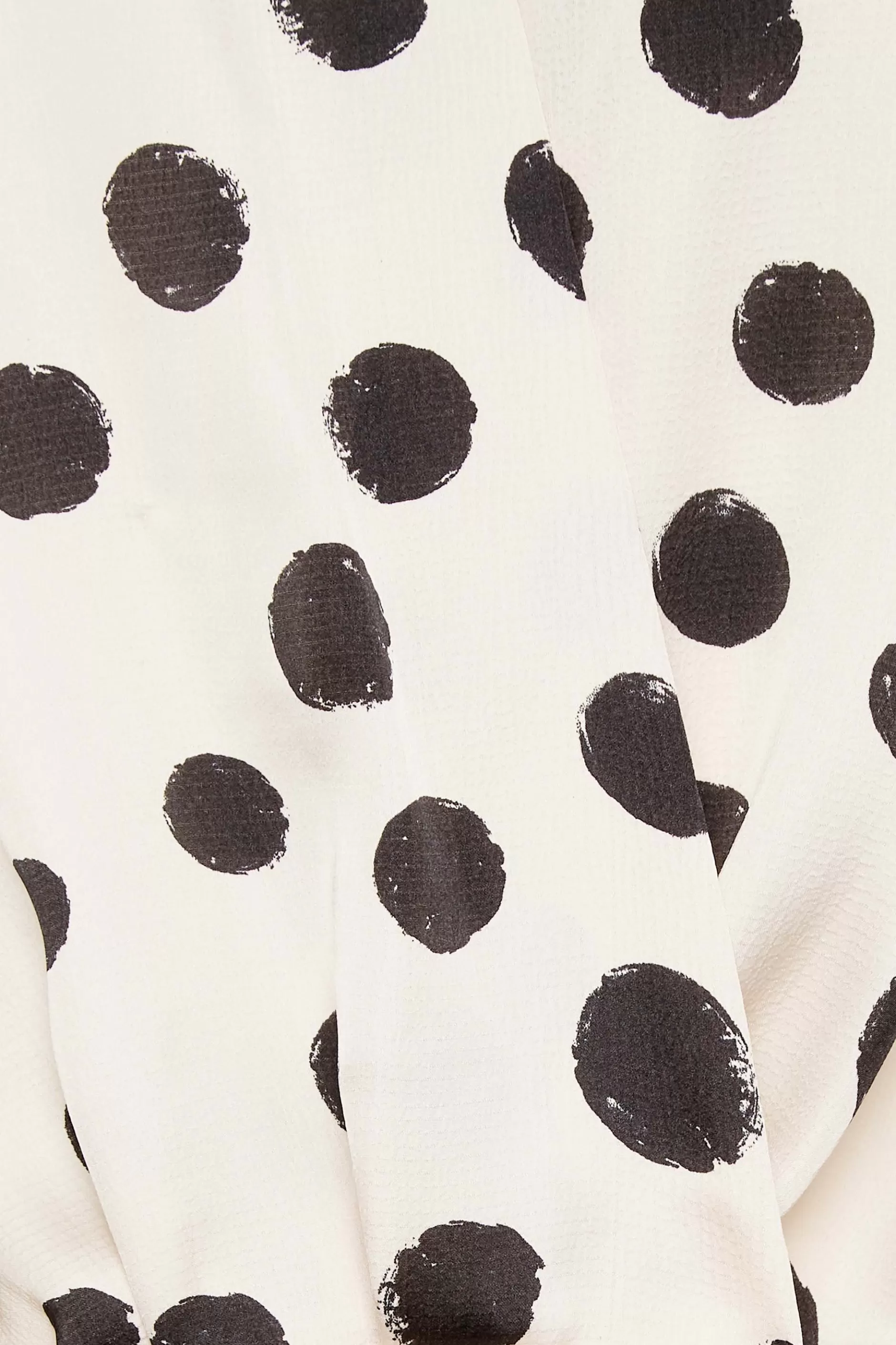 Women M&Co Long Sleeve Tops> Womens Ivory White Polka Dot Print Wrap Front Blouse