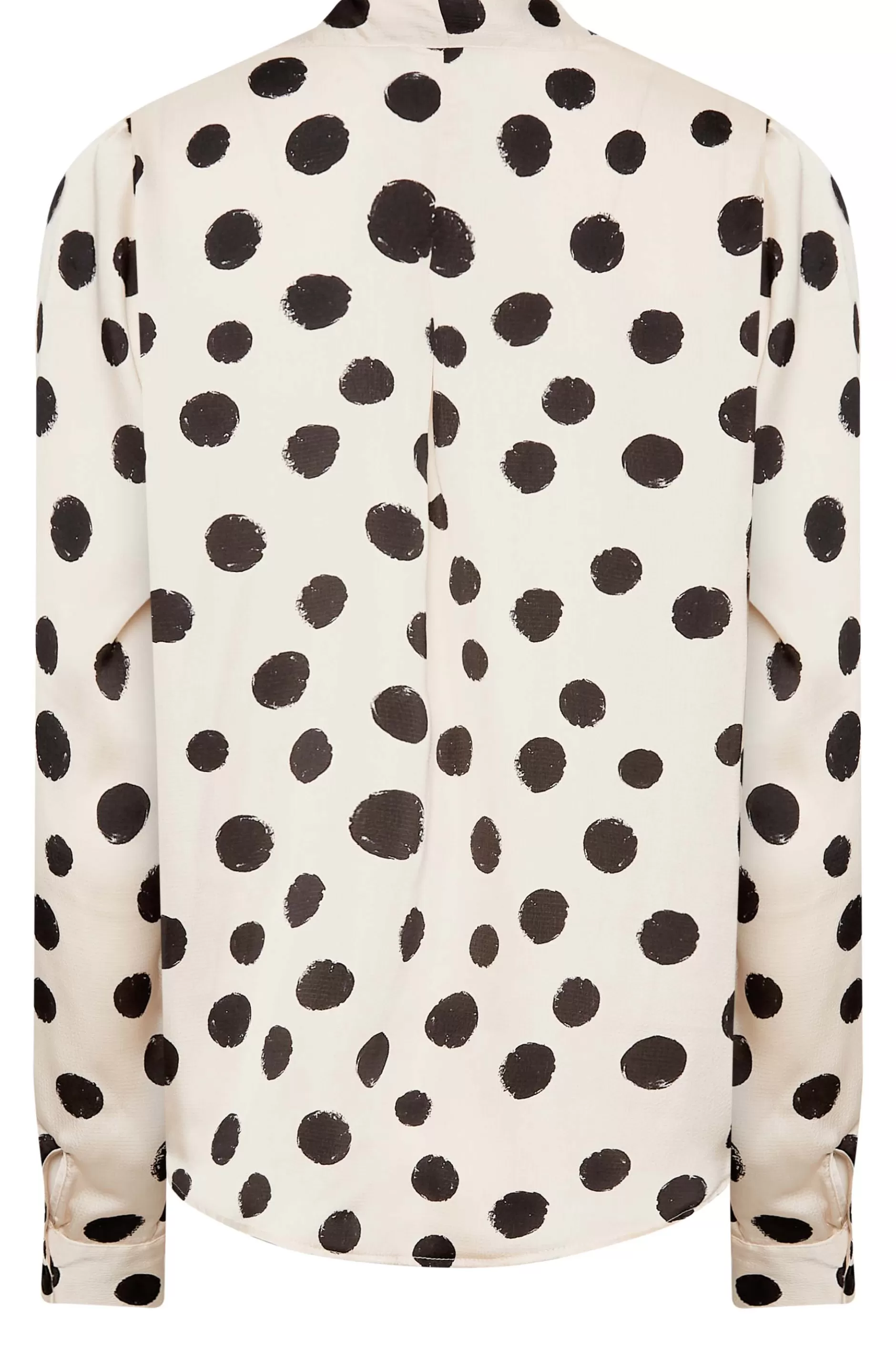 Women M&Co Long Sleeve Tops> Womens Ivory White Polka Dot Print Wrap Front Blouse