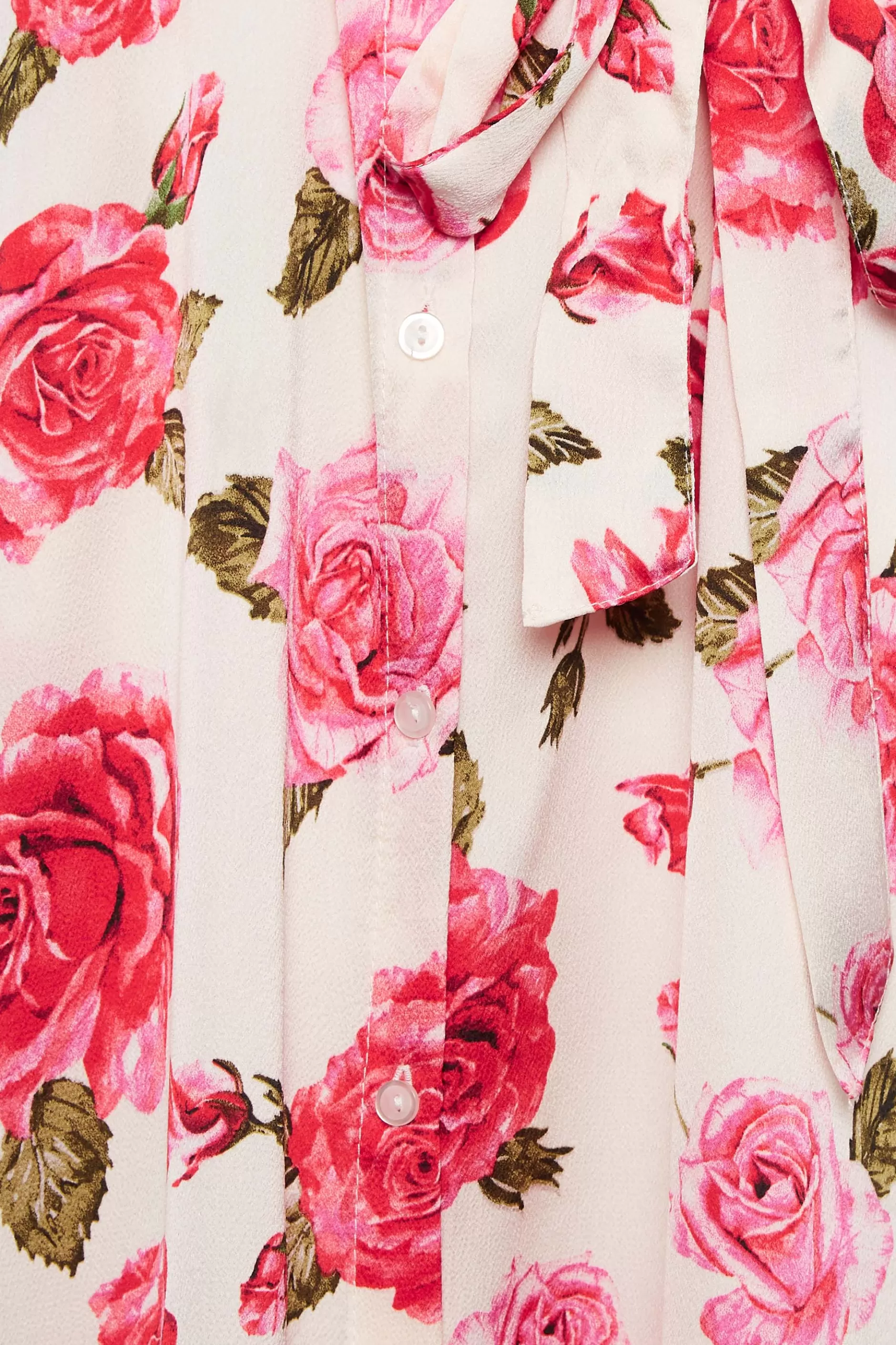 Women M&Co Wedding Guest Dresses> Womens Ivory White Rose Print Tie Waist Shirt Dress