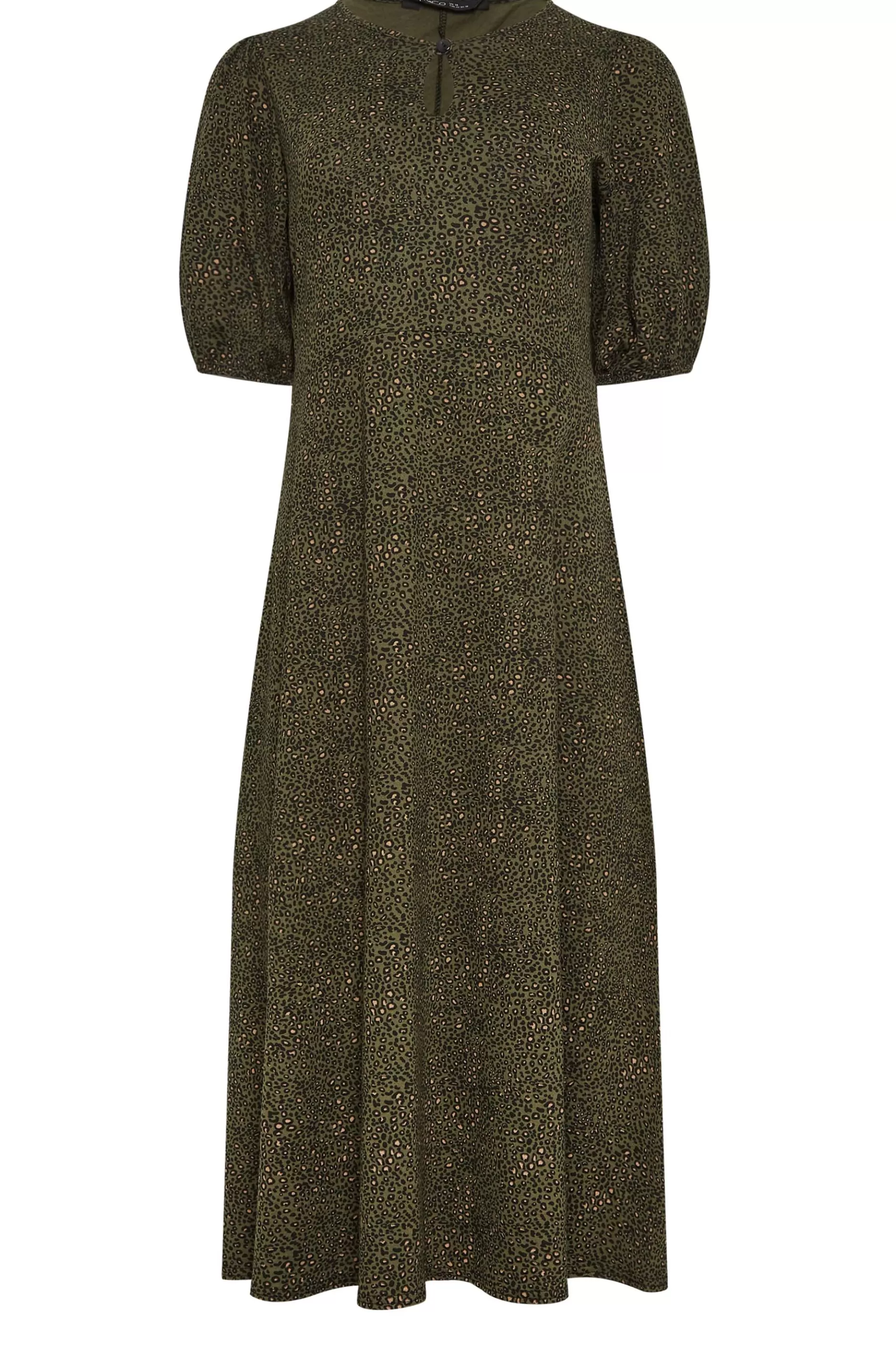 Women M&Co Maxi Dresses> Womens Khaki Green Animal Markings Keyhole Maxi Dress