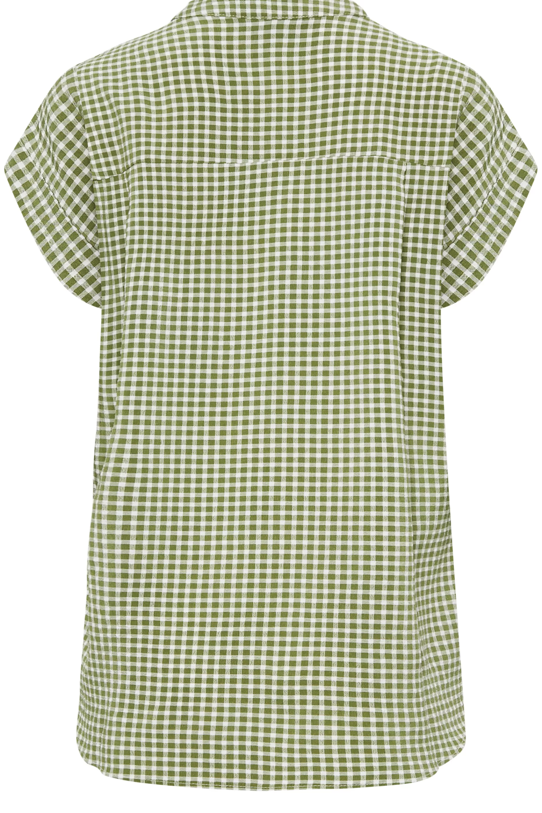 Women M&Co Short Sleeve Tops> Womens Khaki Green Gingham Short Sleeve Shirt