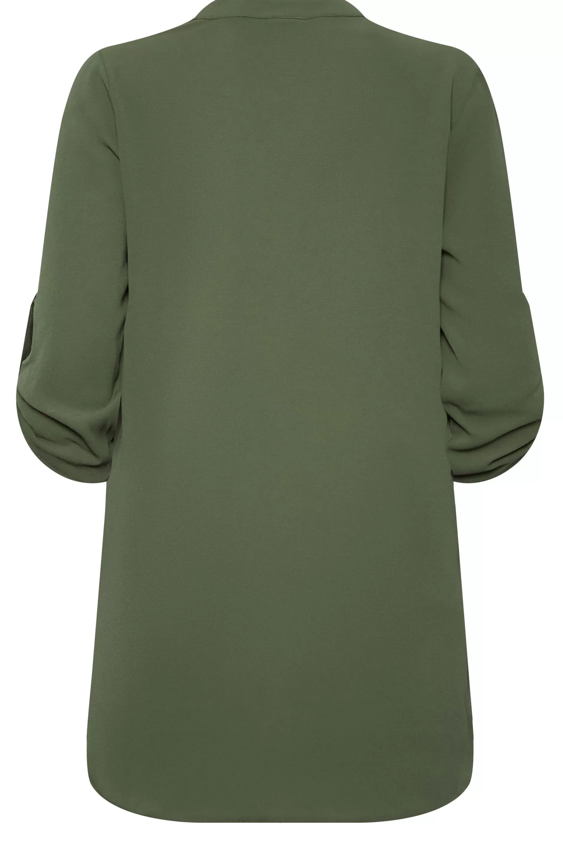 Women M&Co Shirts> Womens Khaki Green Statement Button Tab Sleeve Shirt