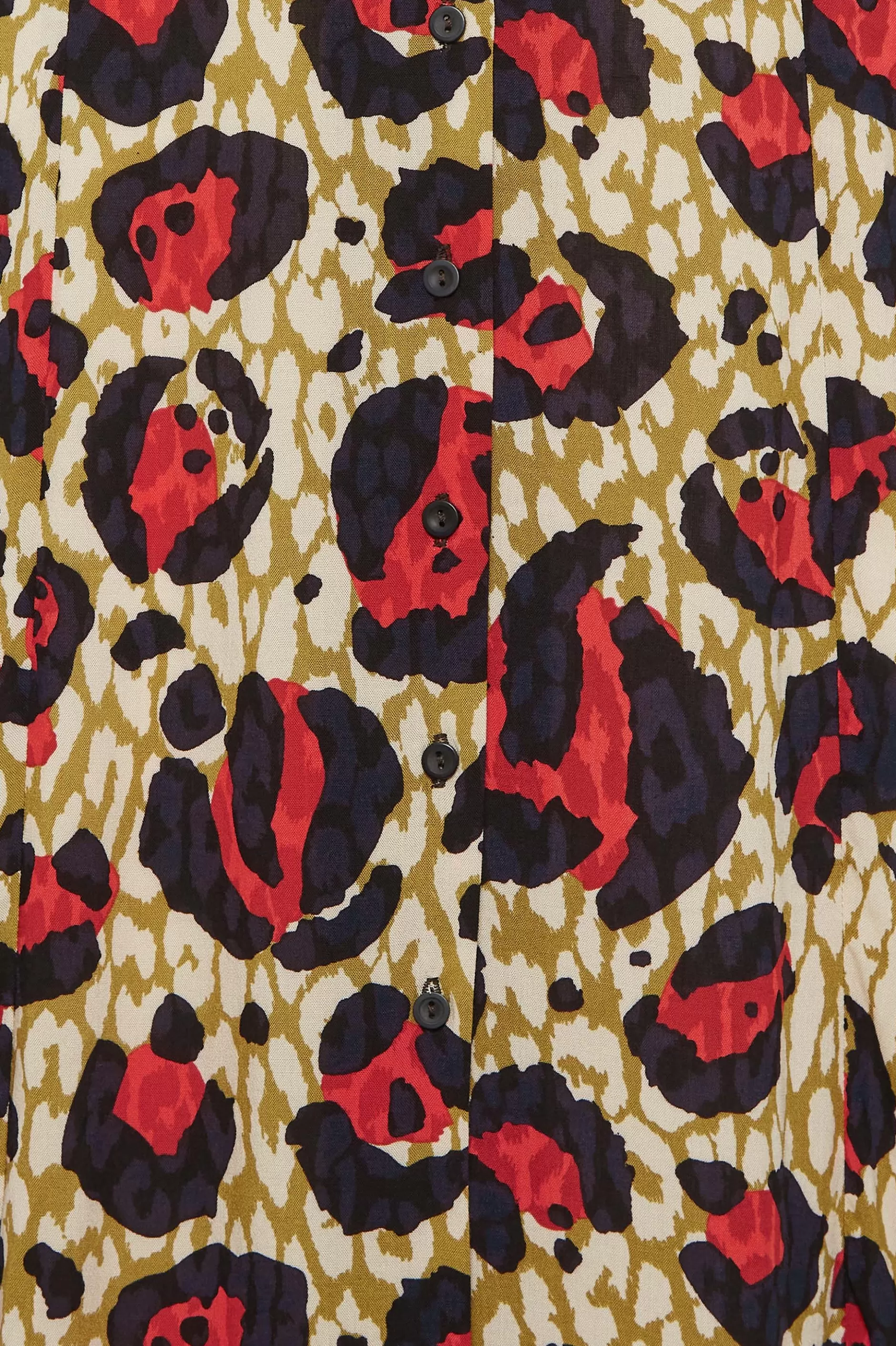 Women M&Co Midi Dresses> Womens Natural Brown & Red Animal Print Midi Button Through Tea Dress