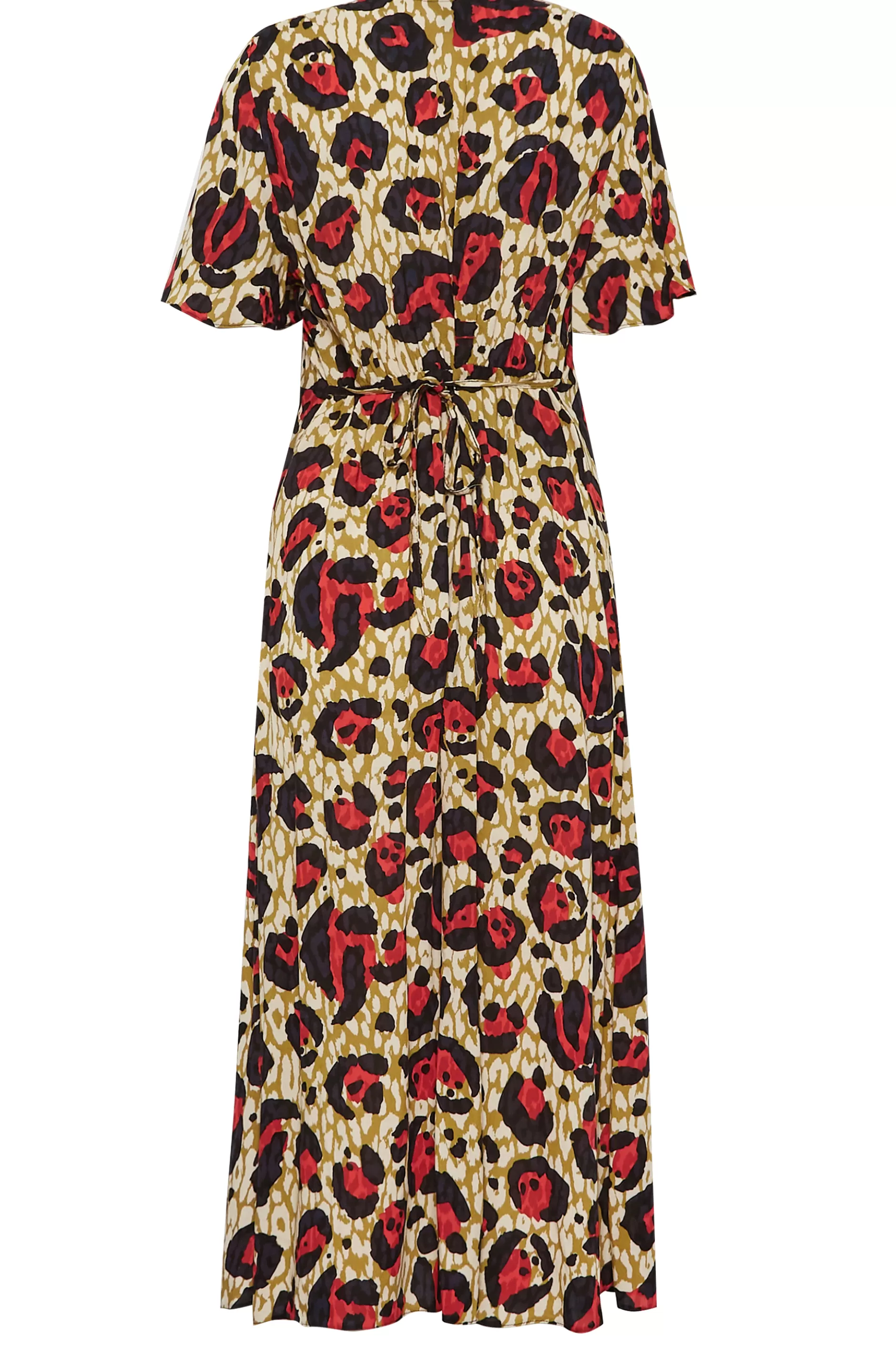Women M&Co Midi Dresses> Womens Natural Brown & Red Animal Print Midi Button Through Tea Dress