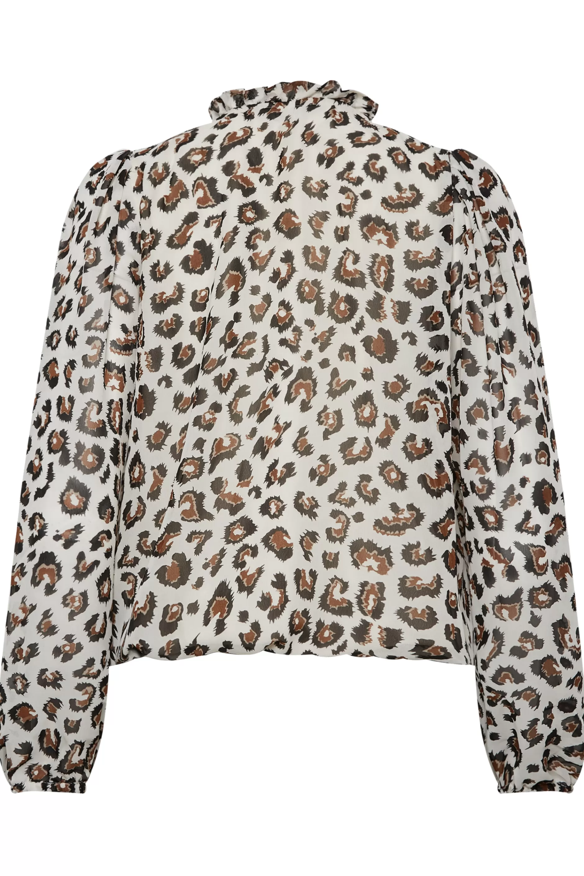Women M&Co Blouses> Womens Natural Brown Animal Print Tie Neck Blouse