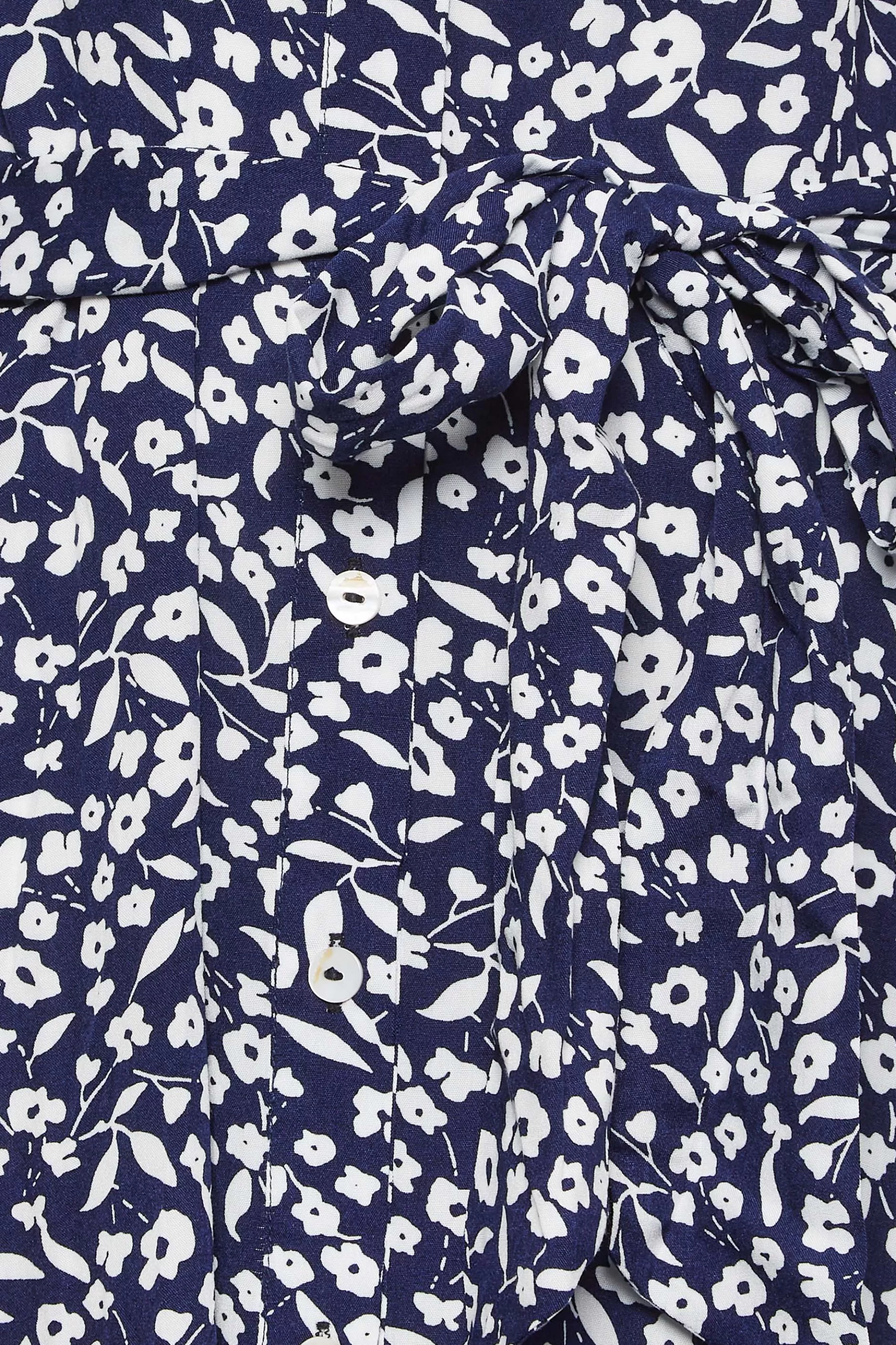 Women M&Co Shirt Dresses> Womens Navy Blue Ditsy Print Button Through Midi Dress