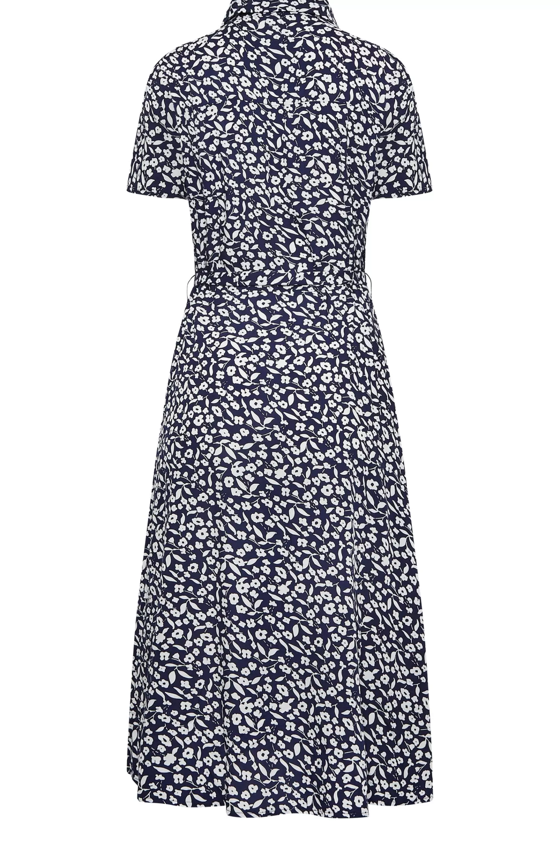 Women M&Co Shirt Dresses> Womens Navy Blue Ditsy Print Button Through Midi Dress