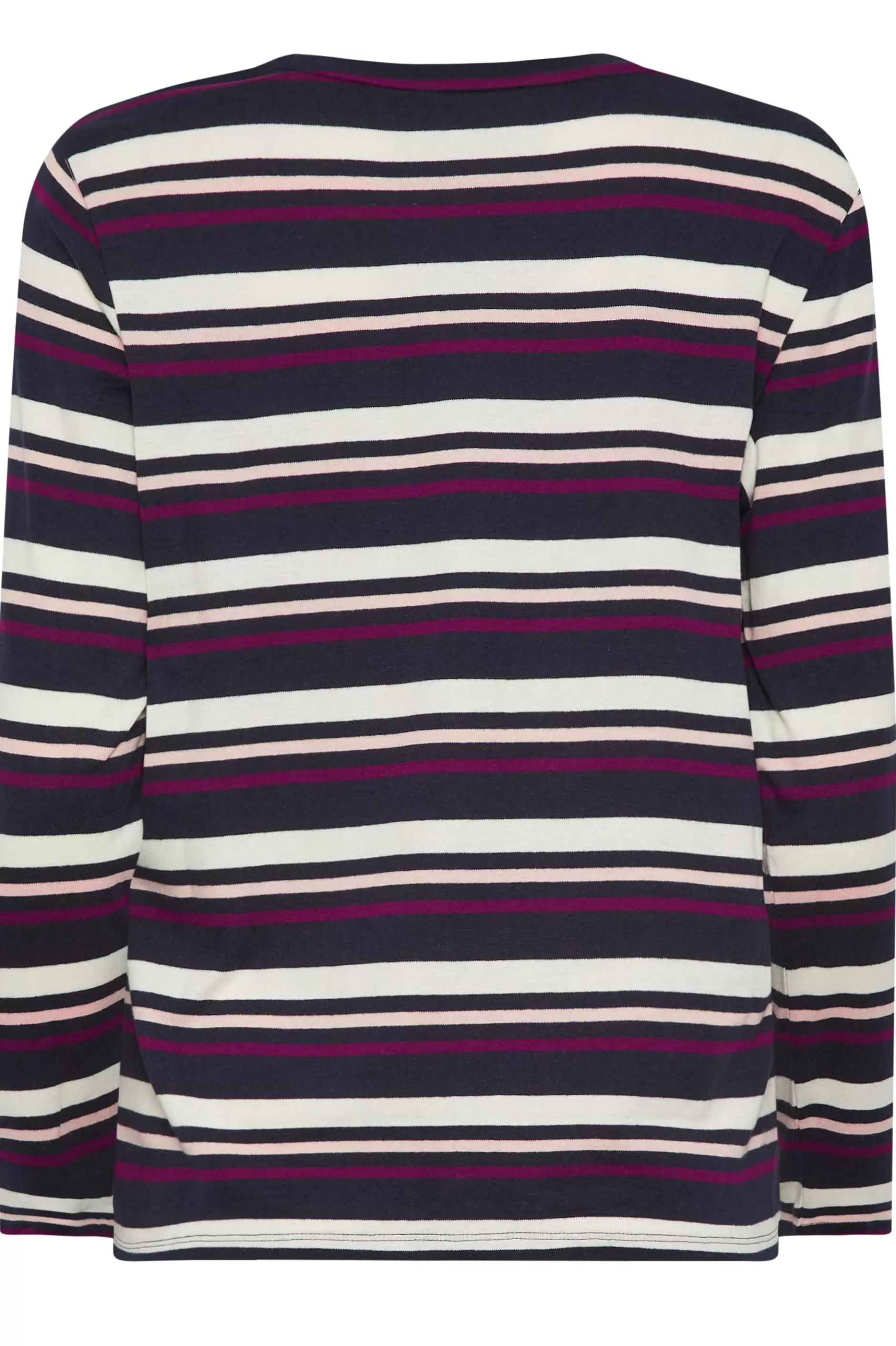 Women M&Co T-Shirts> Womens Navy Blue Stripe Long Sleeve Cotton T-Shirt