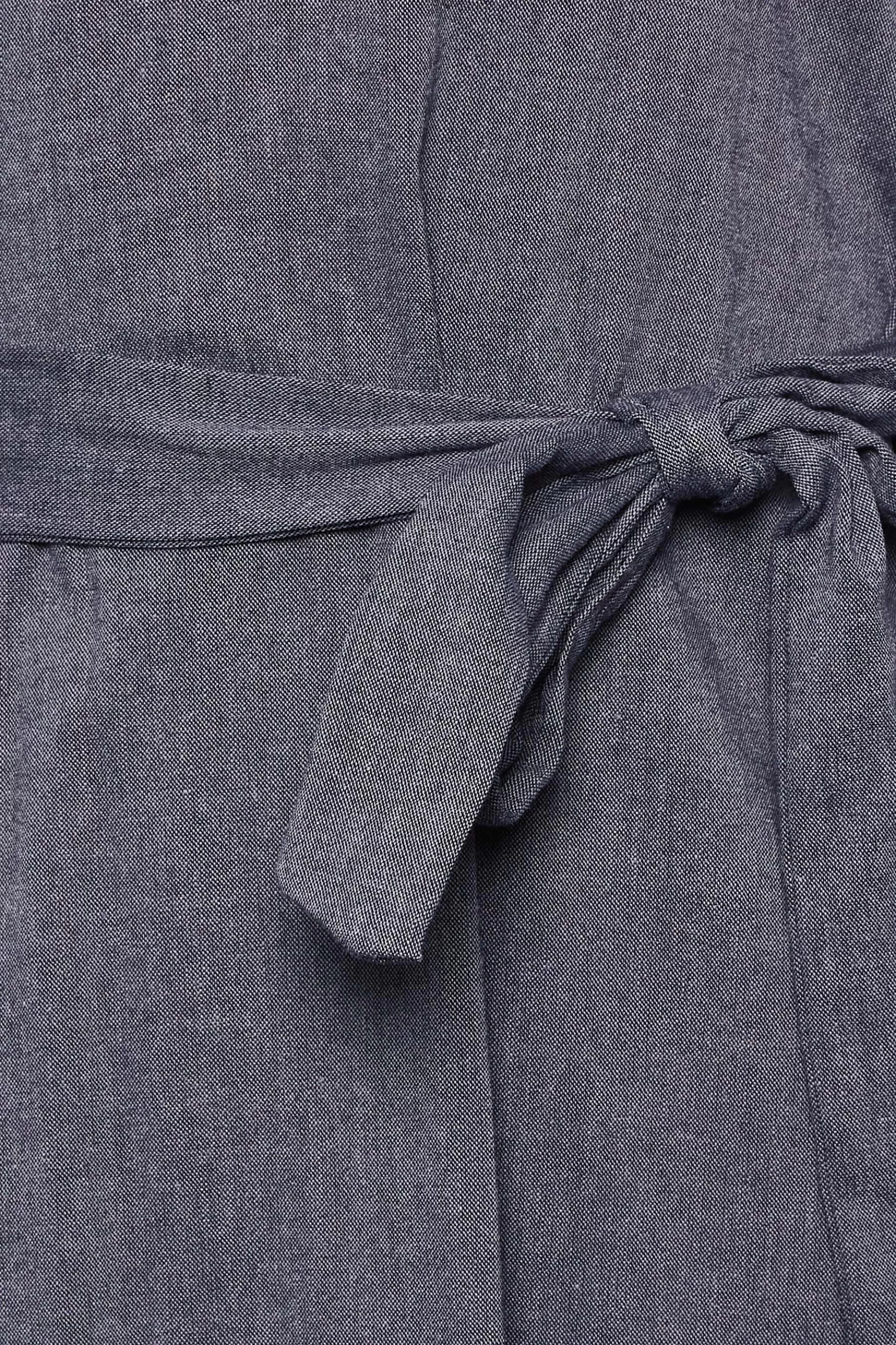 Women M&Co Shirt Dresses> Womens Navy Blue Tie Waist Midi Tunic Dress