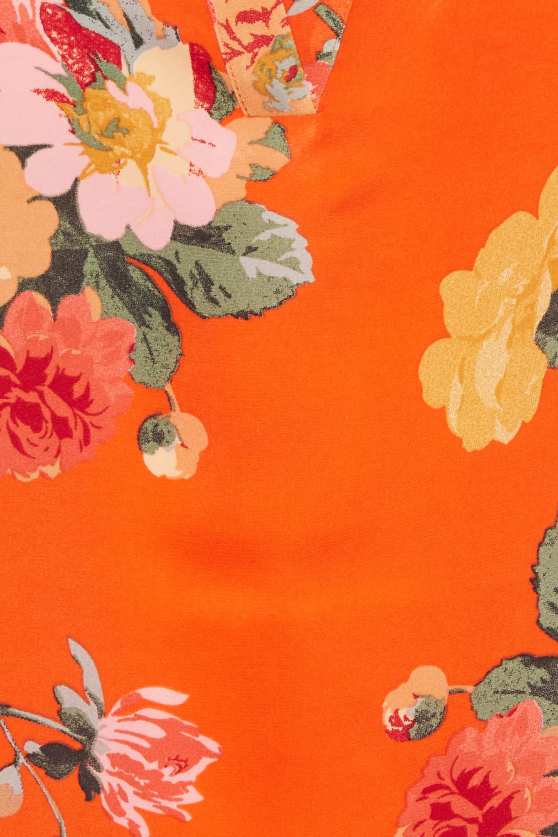Women M&Co Blouses> Womens Orange Floral 3/4 Sleeve Blouse