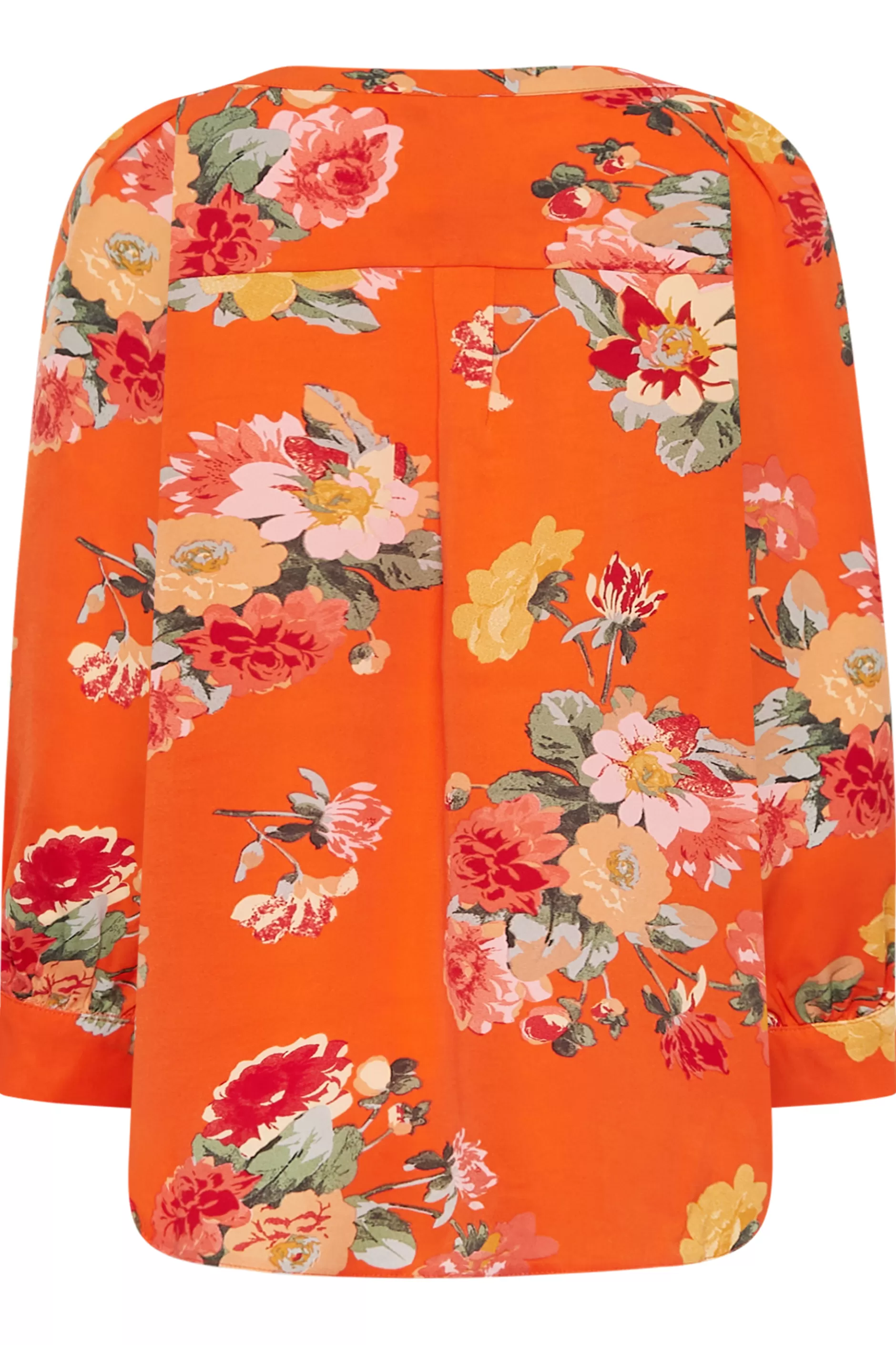 Women M&Co Blouses> Womens Orange Floral 3/4 Sleeve Blouse