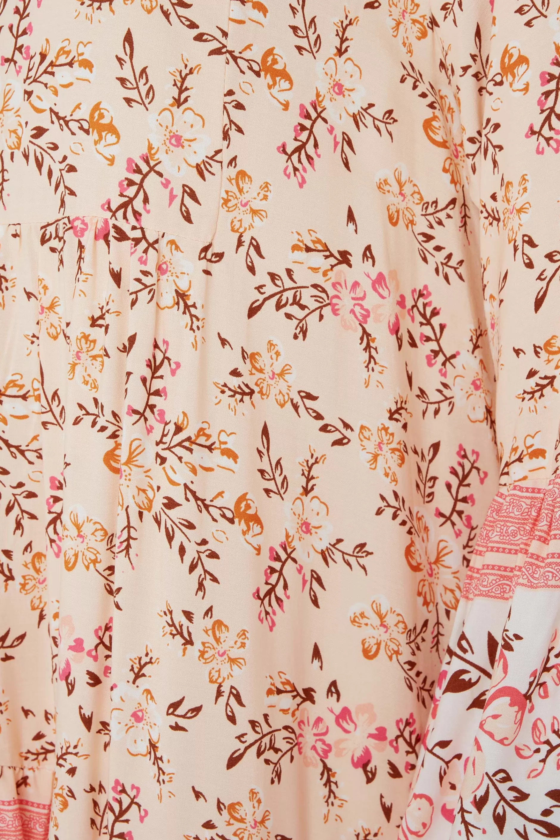 Women M&Co Shirt Dresses> Womens Orange Floral Print Tiered Swing Dress