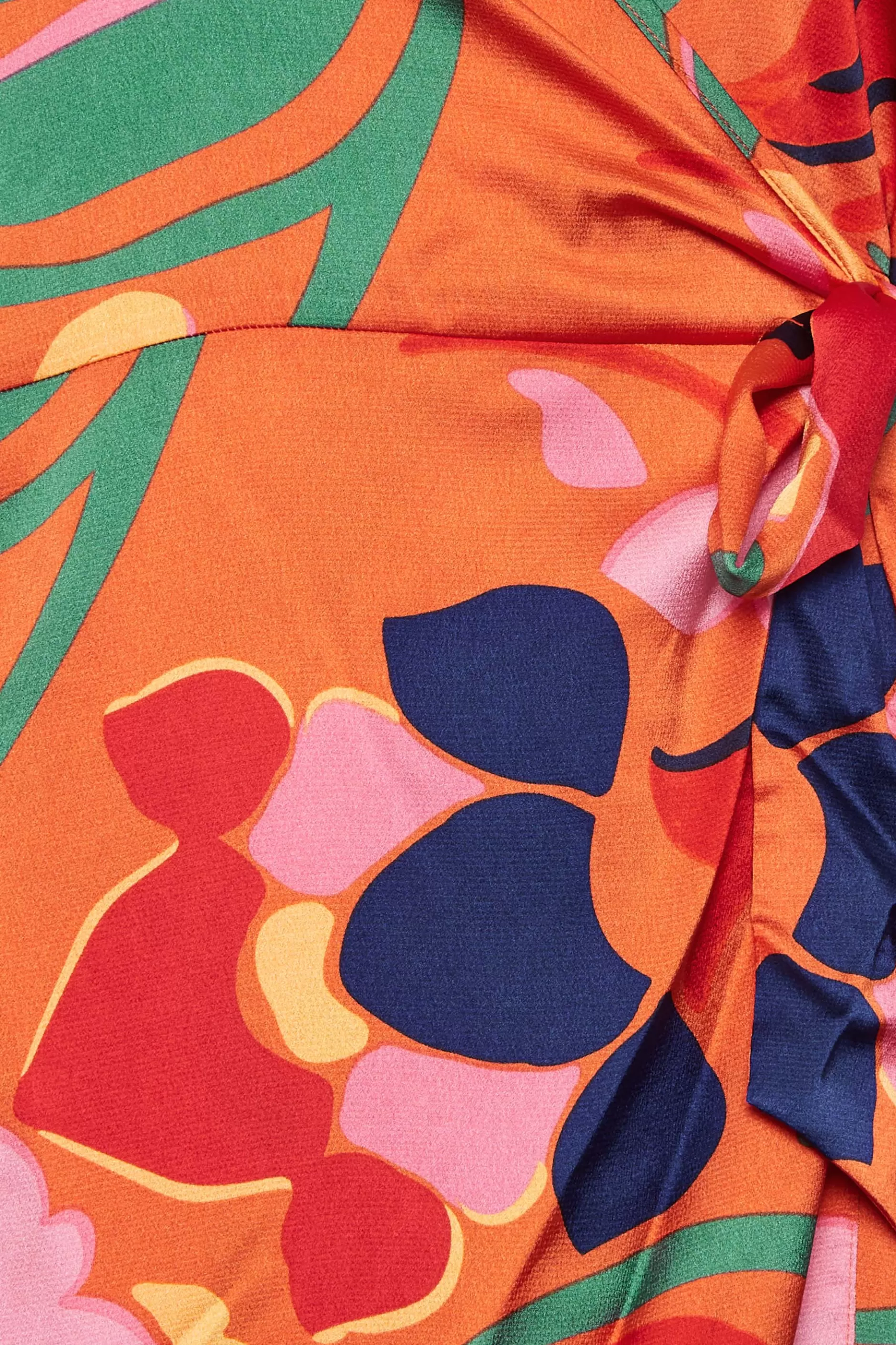Women M&Co Wedding Guest Dresses> Womens Orange Floral Print Wrap Dress