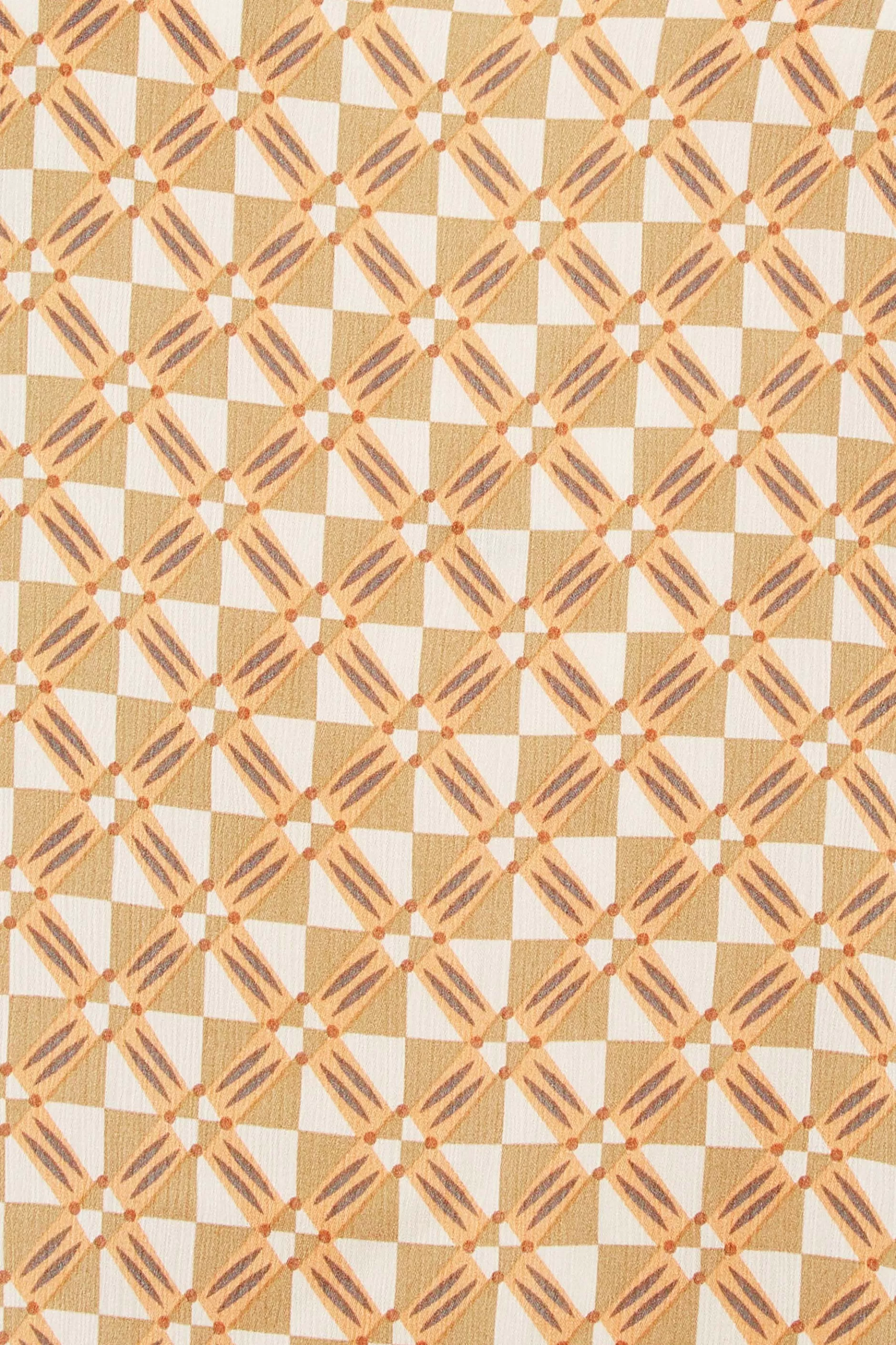 Women M&Co Long Sleeve Tops> Womens Orange Geometric Print High Neck Satin Blouse