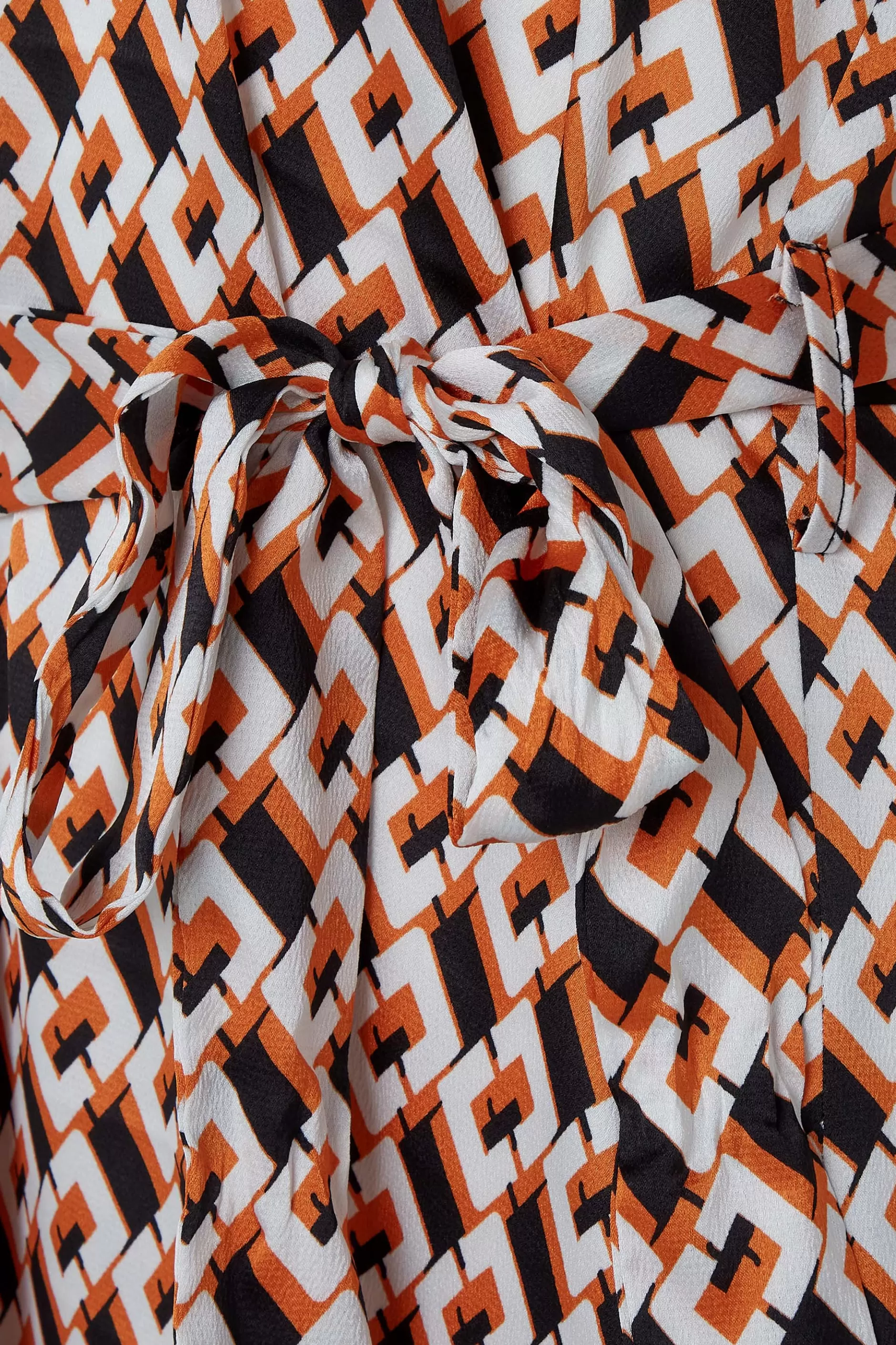 Women M&Co Shirt Dresses> Womens Orange Satin Geometric Print Tunic Dress
