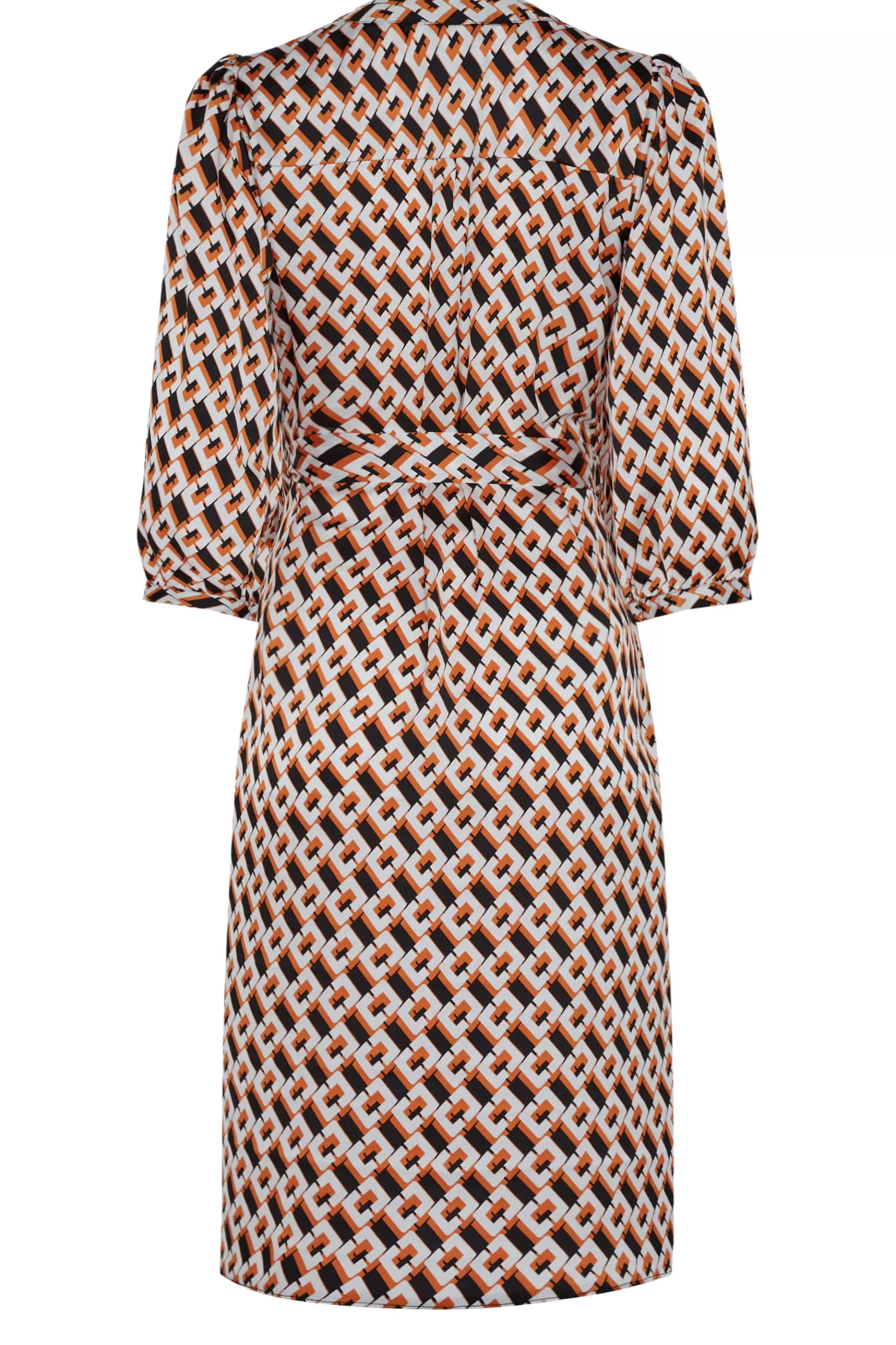 Women M&Co Shirt Dresses> Womens Orange Satin Geometric Print Tunic Dress