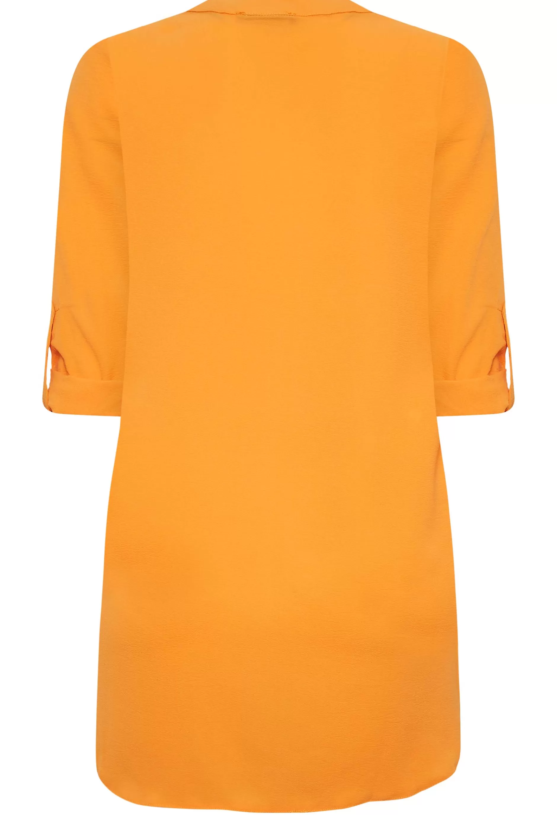Women M&Co Shirts> Womens Orange Statement Button Tab Sleeve Shirt