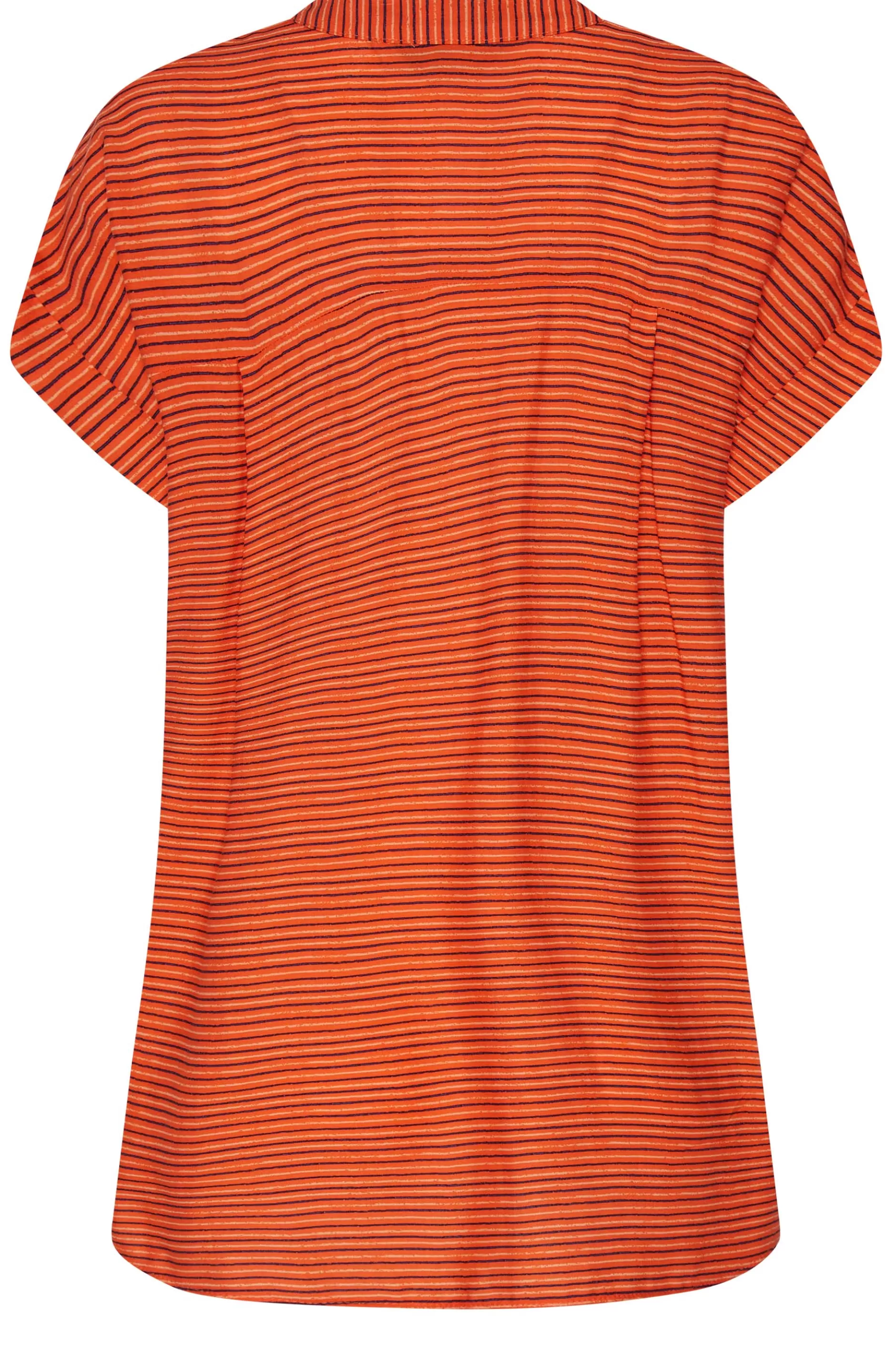 Women M&Co Short Sleeve Tops> Womens Orange Stripe Grown On Sleeve Top