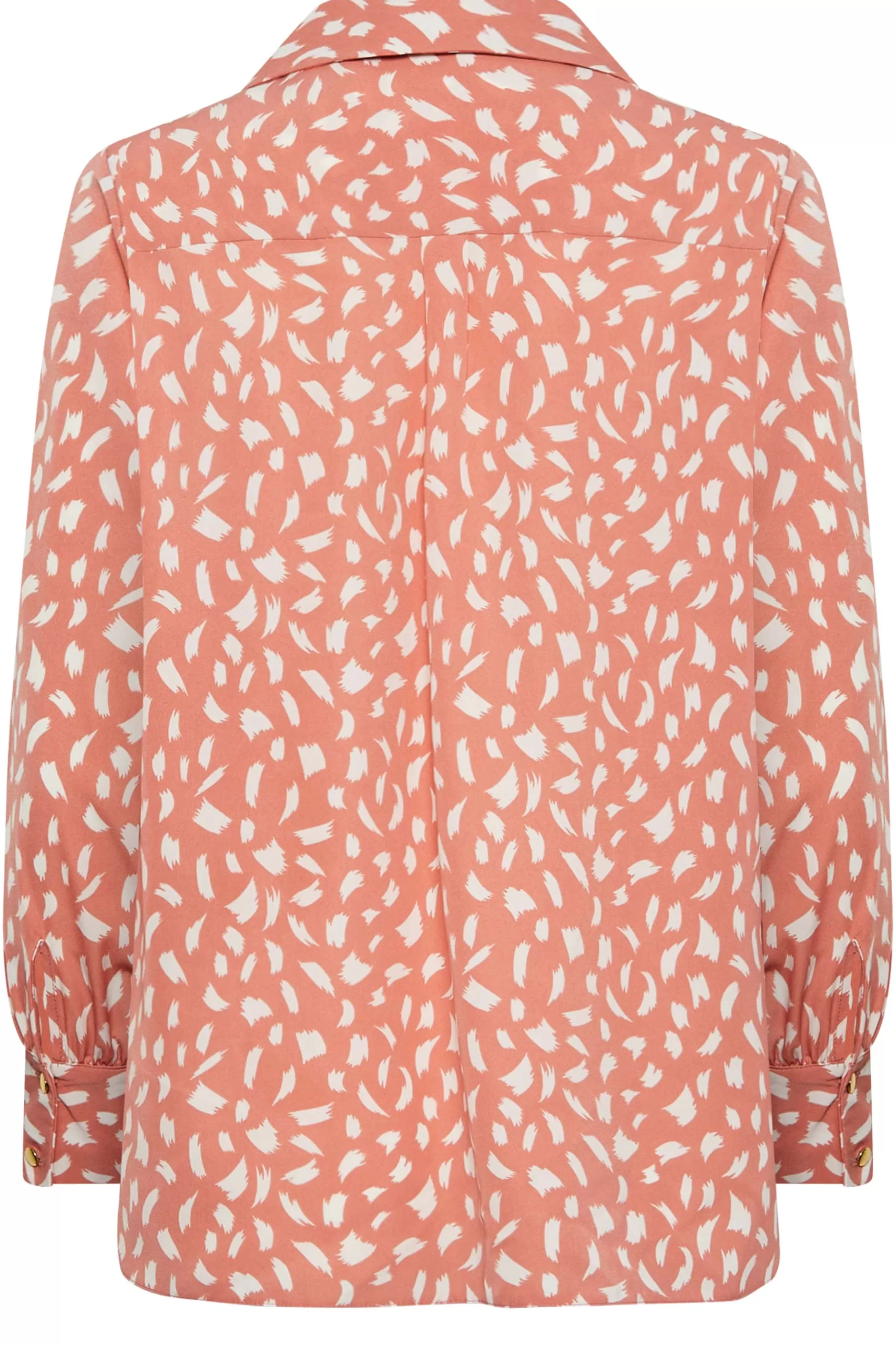 Women M&Co Shirts> Womens Pink Brush Stroke Print Half Placket Shirt